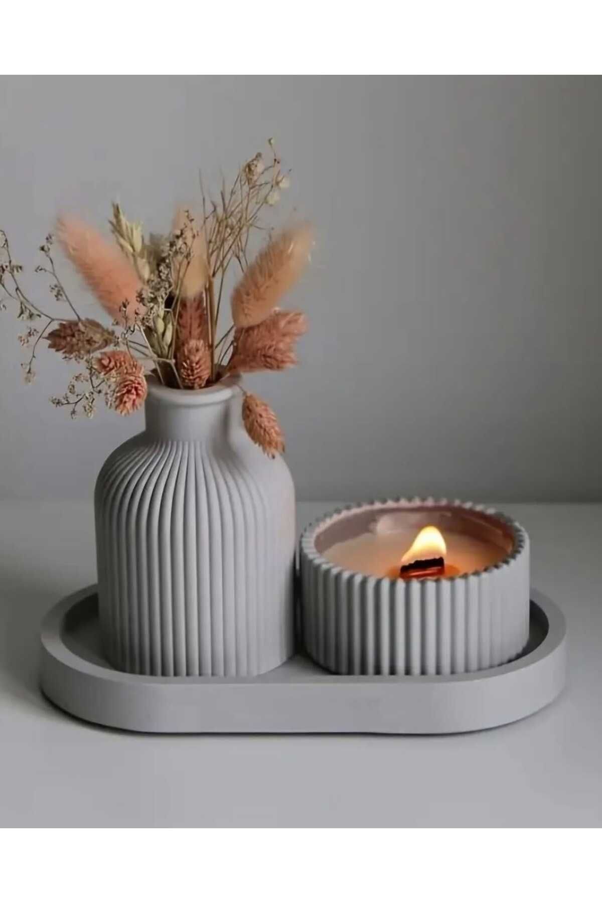 DecorWiz Dekoratif Vintage Vazo Set 3 Parça Orta Sehpa Objeler Ev Dekorasyon El Sanatı