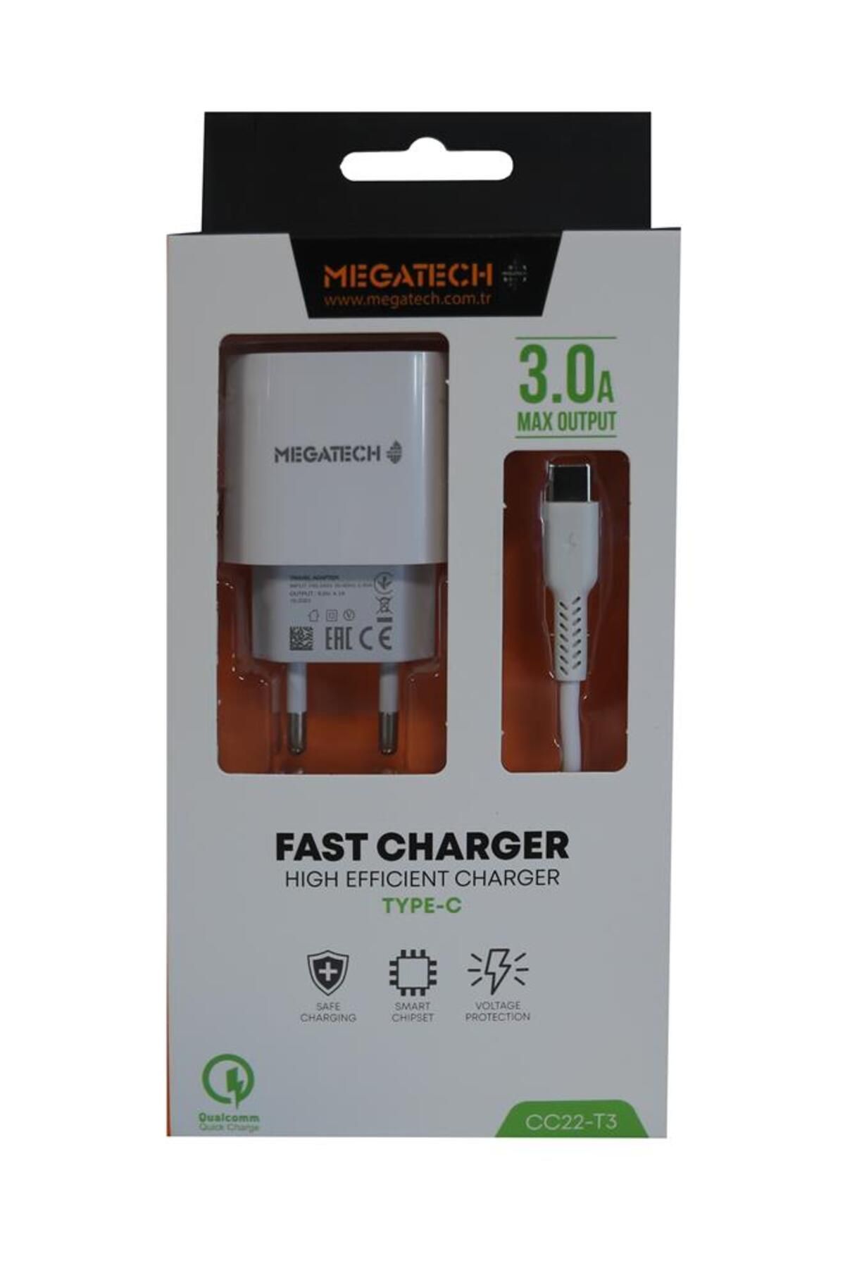 Vobotek Teknoloji Megatech CC01 (CC22-T3) 5v-3.0A Ev Şarj+Type-c Kablo Hızlı Şarj