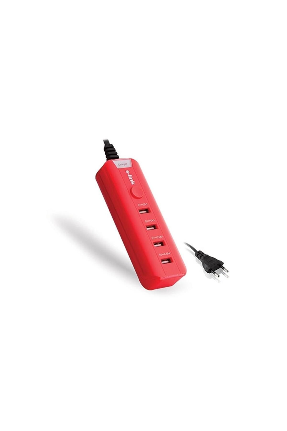 Vobotek Teknoloji S-link SL-M4 Akıllı Telefon ve Tablet 4000mah 4 usb Port Kırmızı Ev Şarj Adaptör