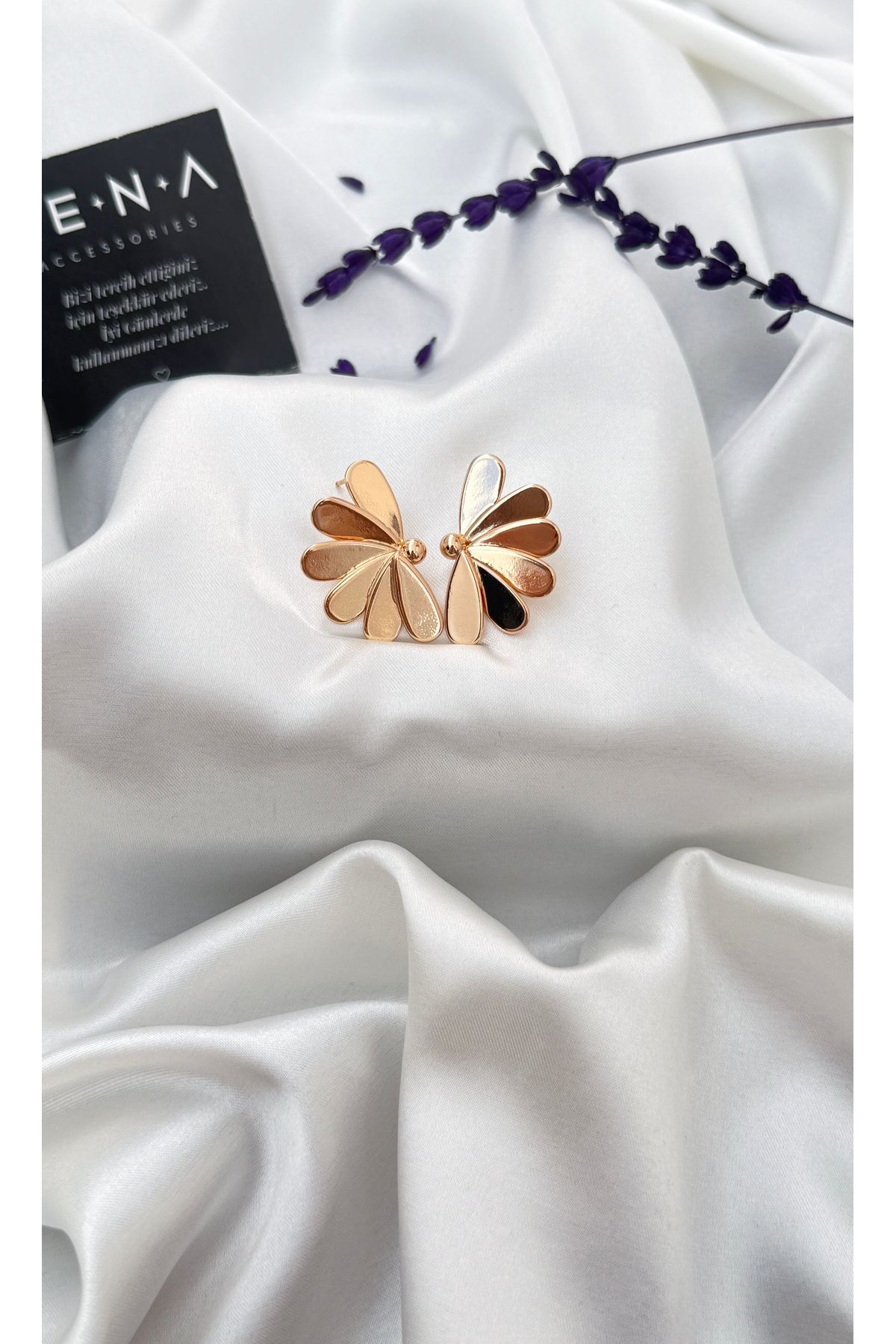 ZENA ACCESSORİES Çiçek Figürlü Rose Çelik Küpe