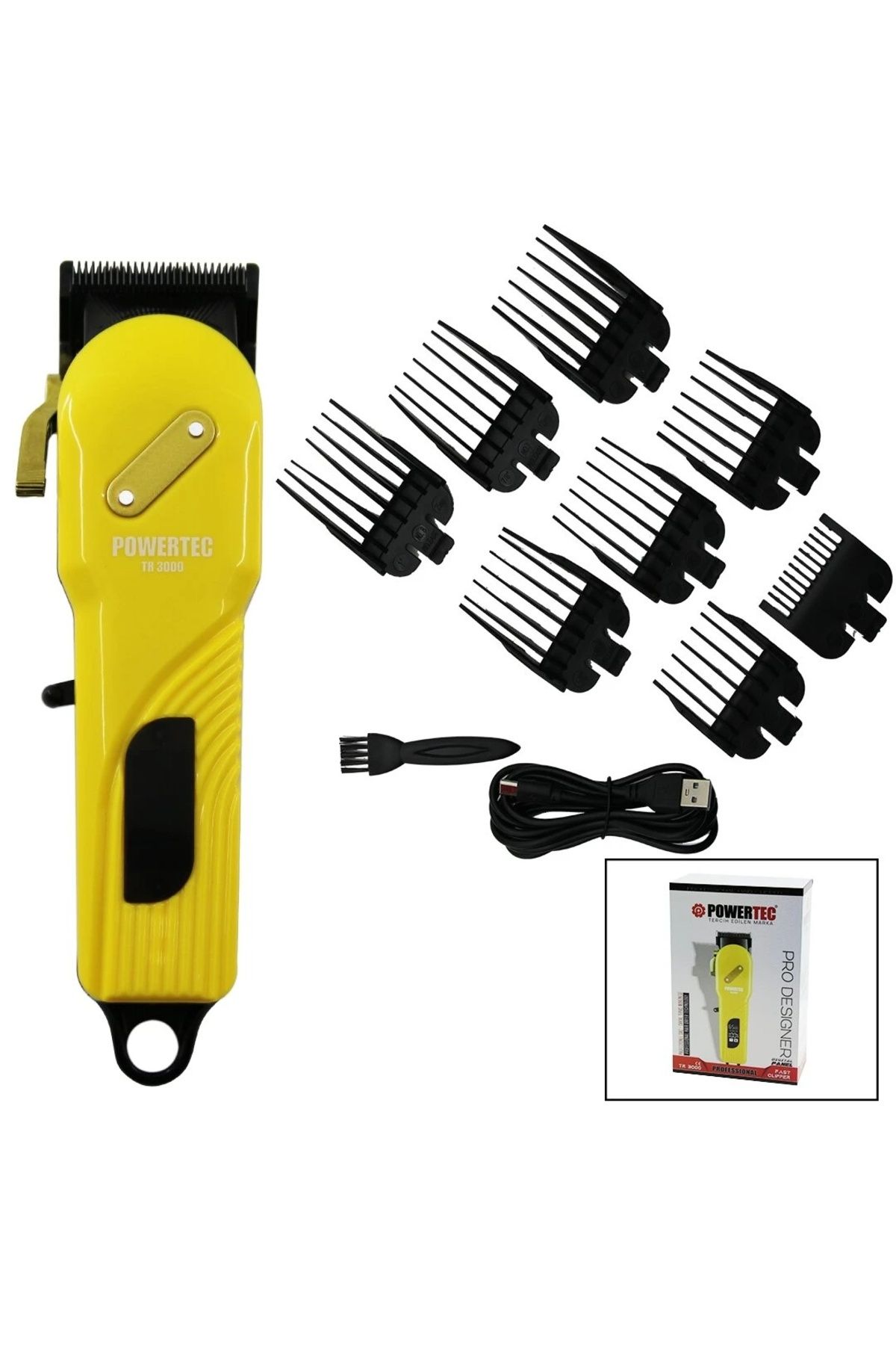 BIGBOYCL Saç - Sakal Kesme Traş Makinesi Sarı - Siyah Gövde - Usb Şarjlı Göstergeli