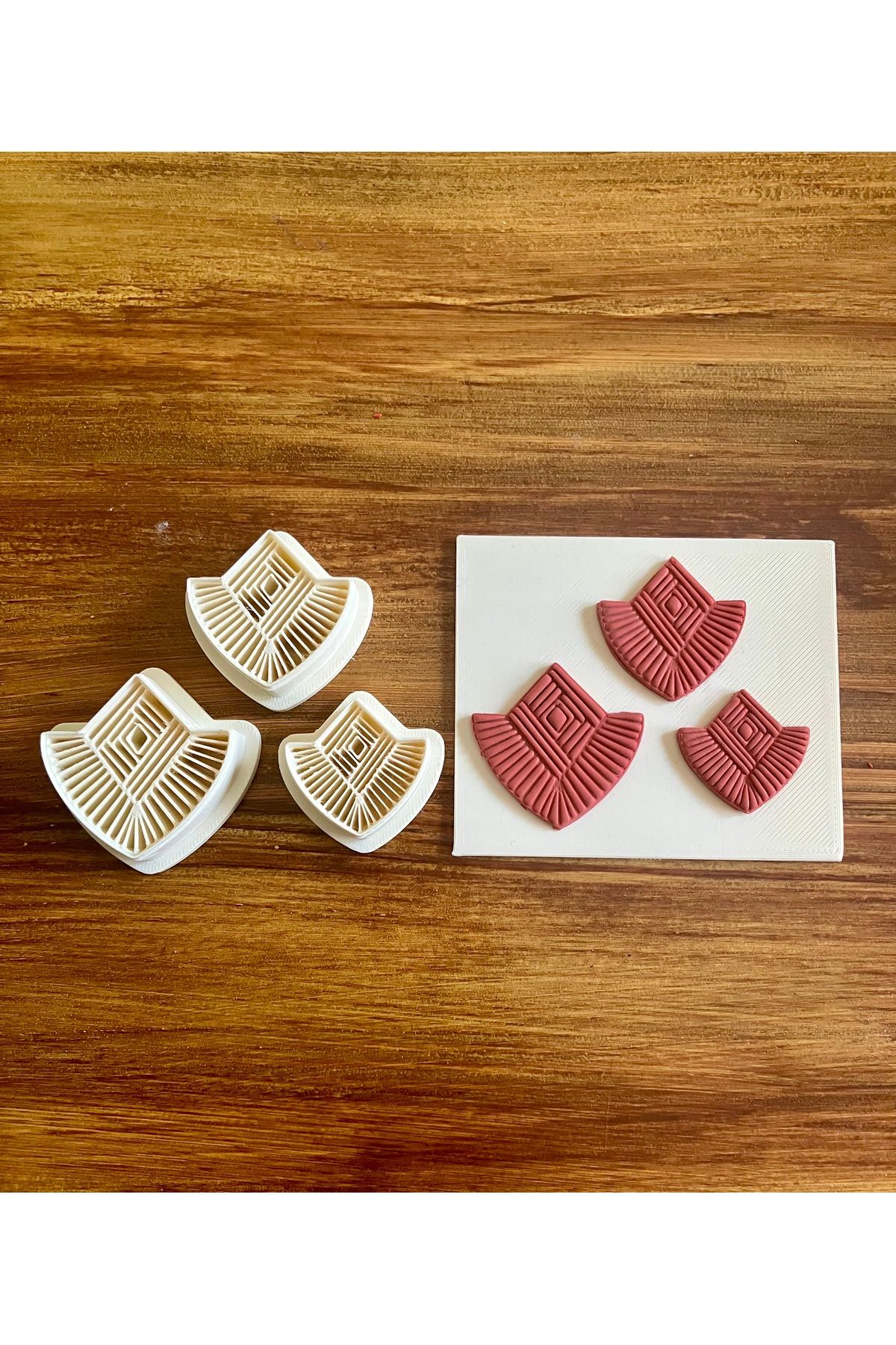 Volala Kabile Stili Polimer Kil Küpe Kalıbı- 3/3,5/4 cm- 3 adet