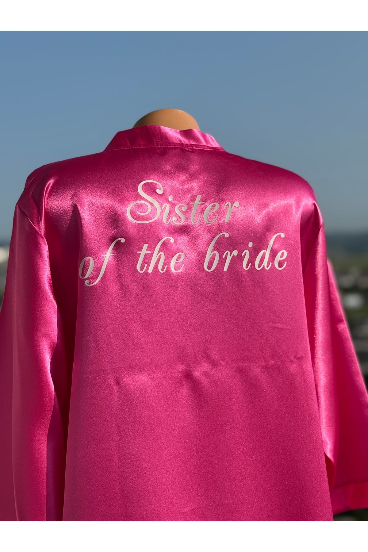 BRIDEIST WEDDING CO Sister of the Bride Sabahlık | Nedime Pembe Saten Uzun Kimono | Bekârlığa Veda Makyaj Sabahlığı