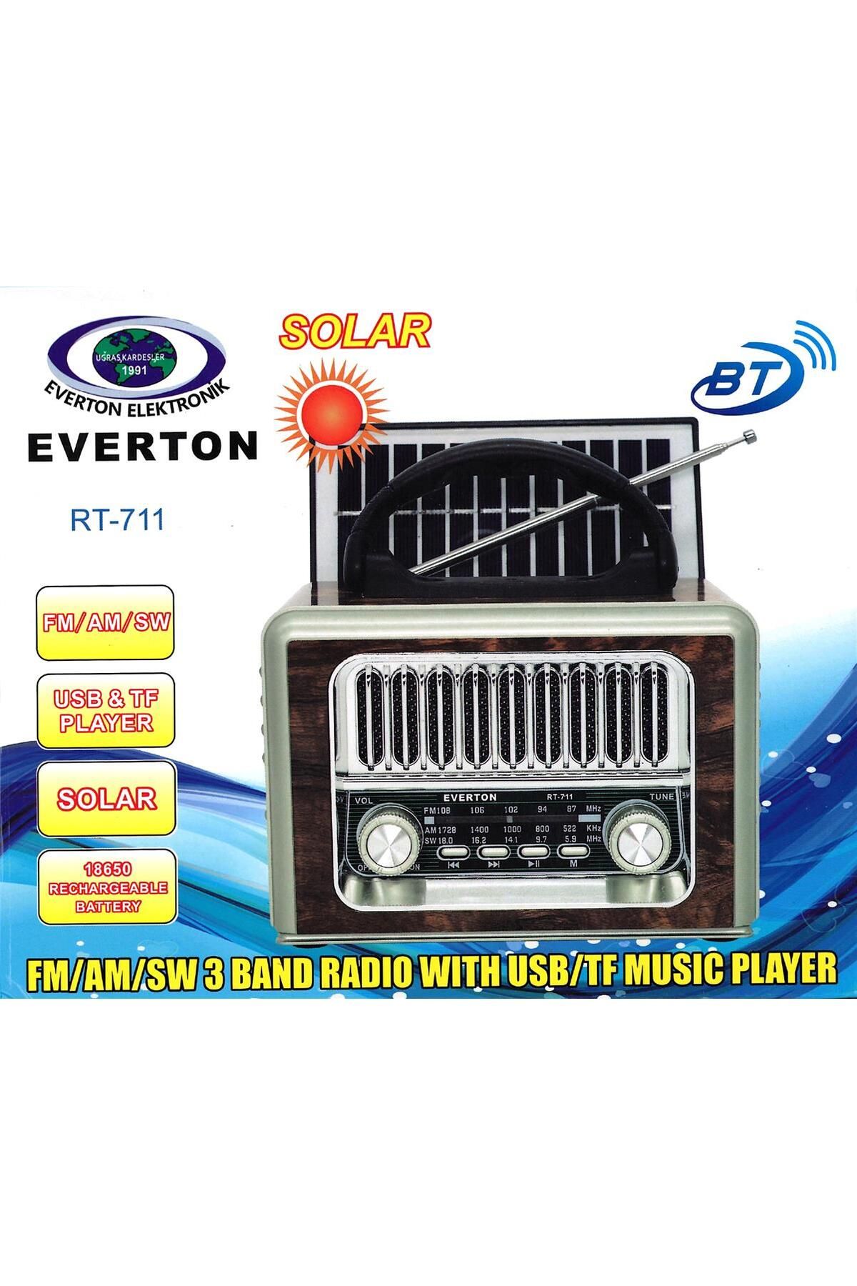 Vobotek Teknoloji Everton Rt-711-Usb-Tf-Am-Fm-Sw-Tws-Usb Güneş Eenerjili Nostaljik Radyo