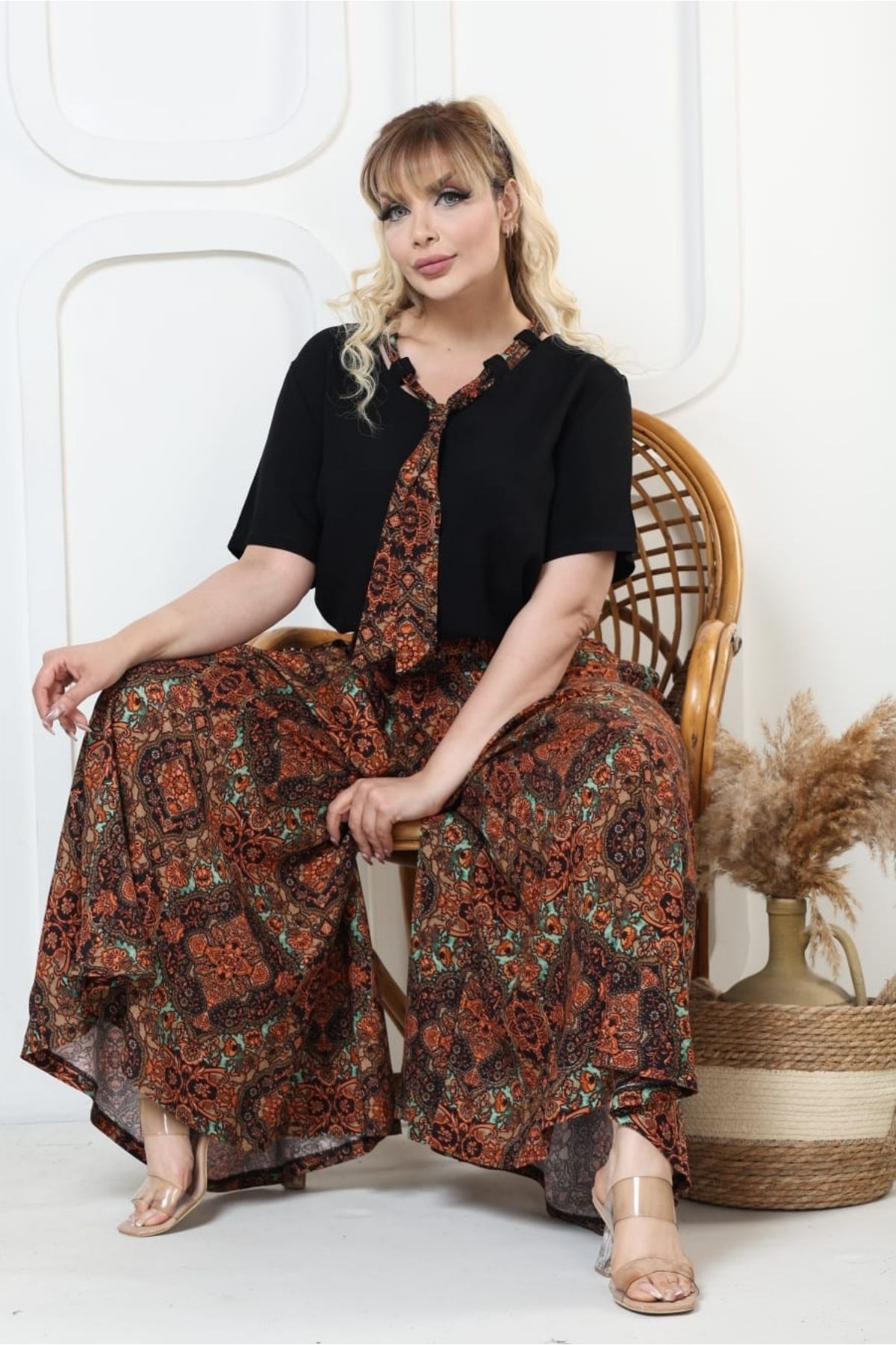 sinemisxxl Pantolon etek bluz dokuma kumaş takım