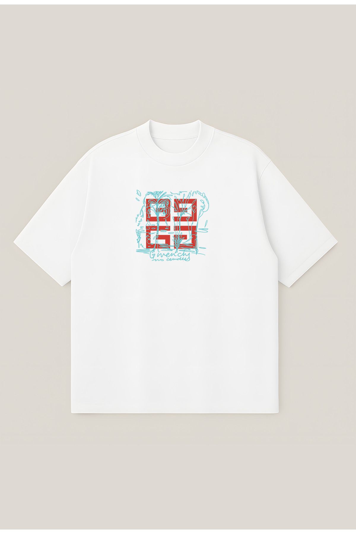 Moon Dancer Givenc Unisex %100 Organik Pamuklu Kalın Dokulu Oversize Bisiklet Yakalı T-shirt