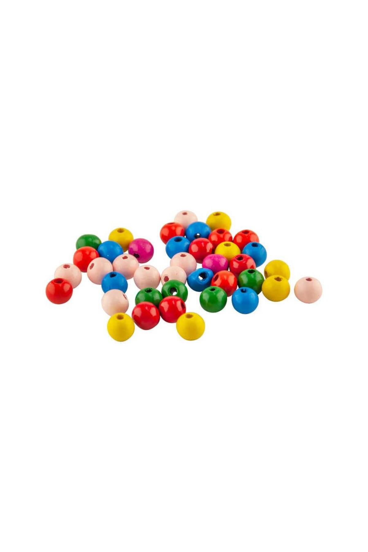 gnsstore Kikajoy Tahta Boncuk 40Lı Karışık Renkli -Thtbnc-