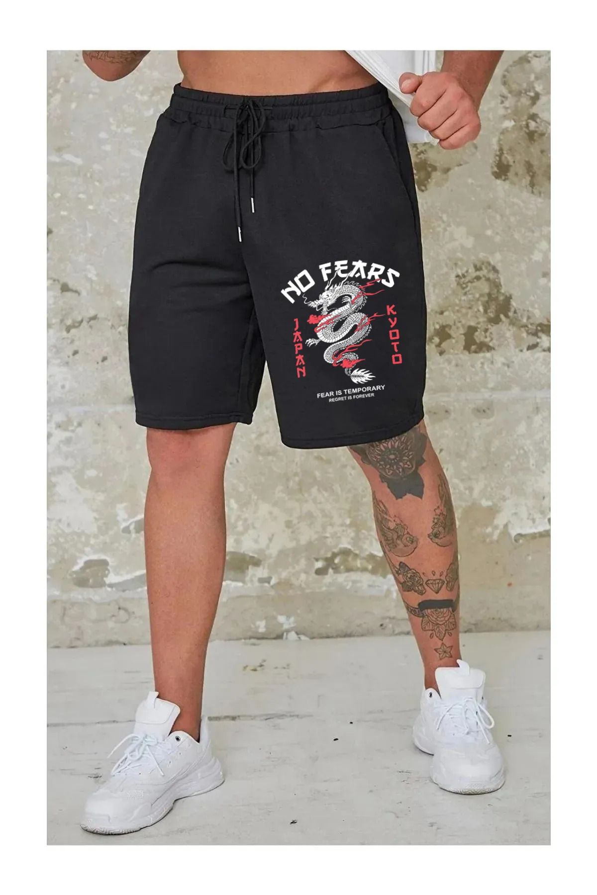 ModaSphere LUNAVISTA Unisex Ejderha Baskılı Şort
