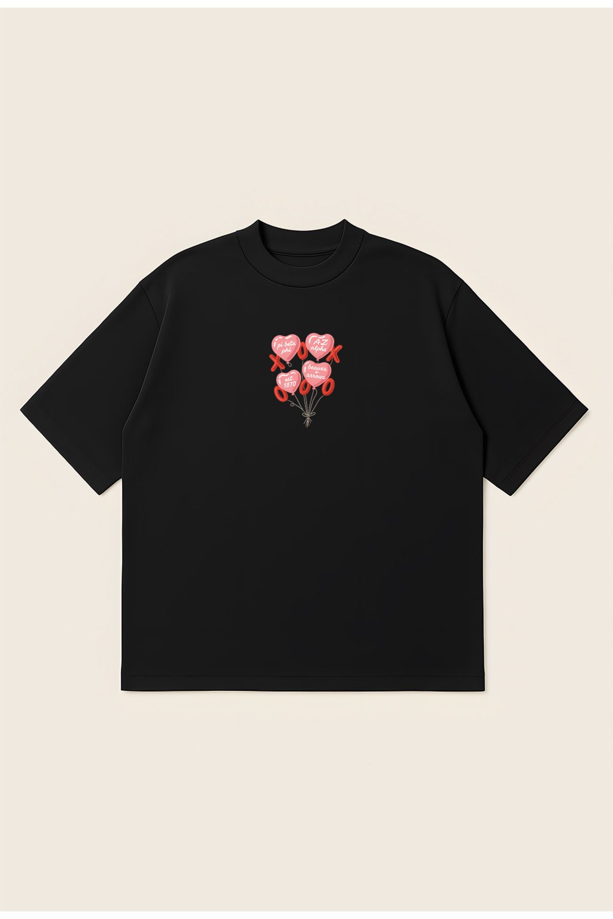 Moon Dancer XOXO Unisex %100 Organik Pamuklu Kalın Dokulu Oversize Bisiklet Yakalı T-shirt