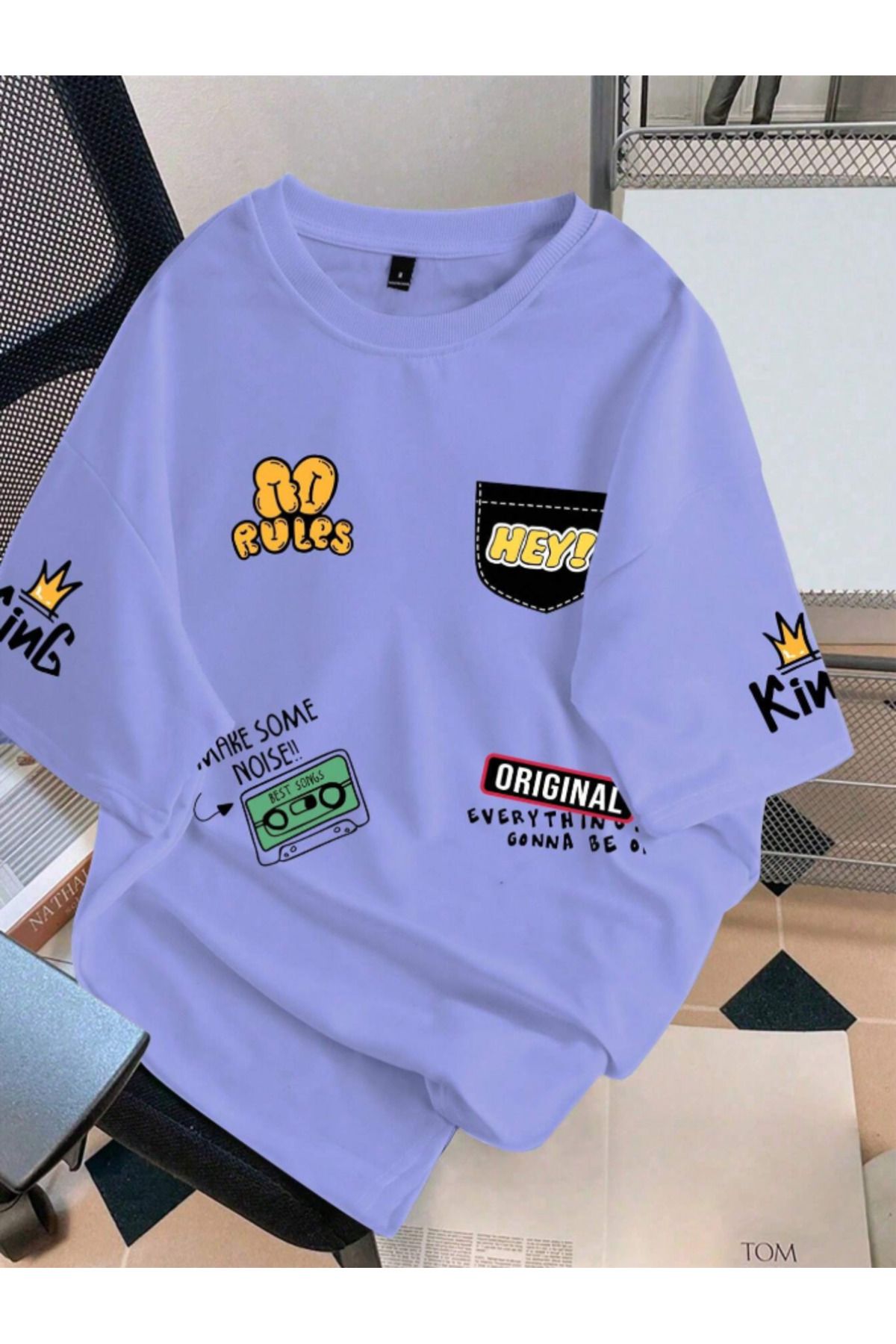 COHERENT Unisex Erkek/Kadın HEY Özel Baskılı Oversize Pamuklu T-Shirt