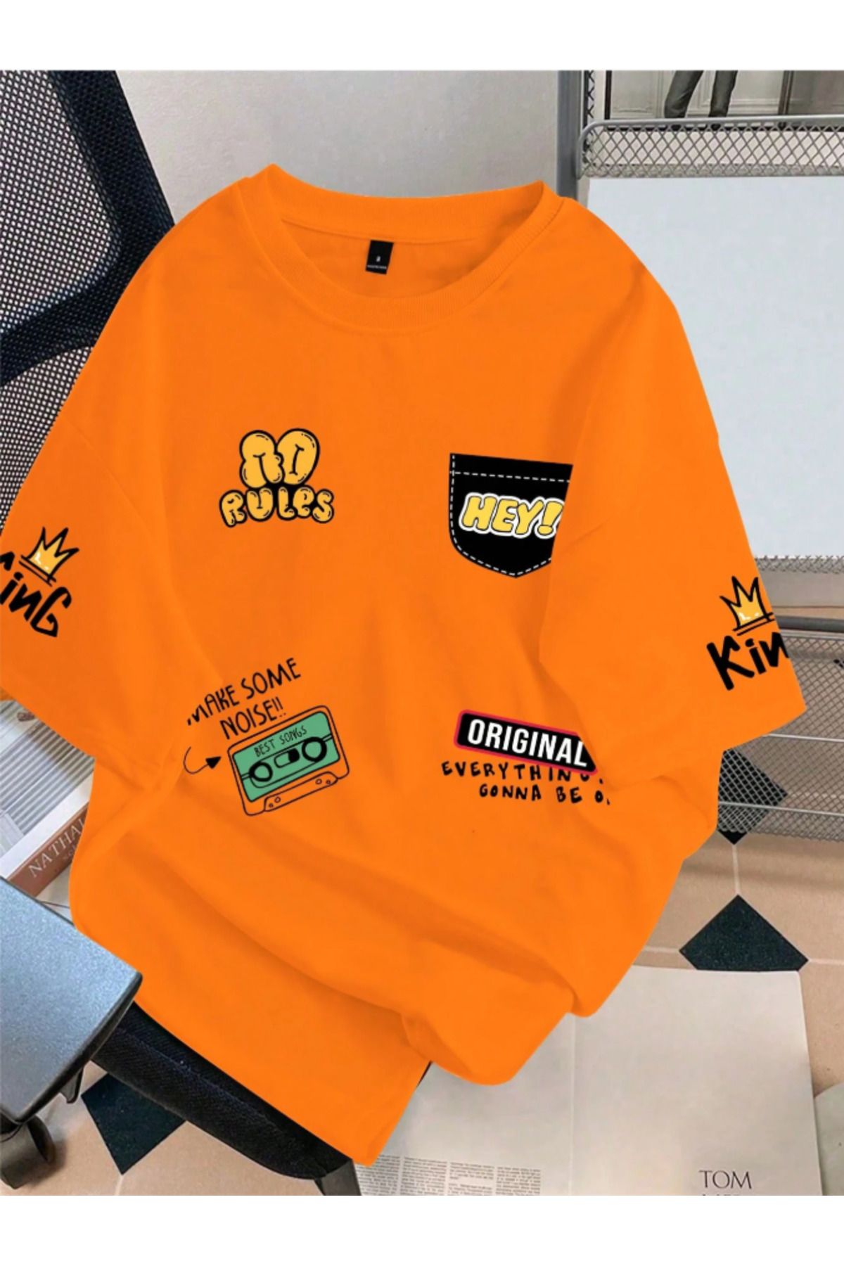 COHERENT Unisex Erkek/Kadın HEY Özel Baskılı Oversize Pamuklu T-Shirt