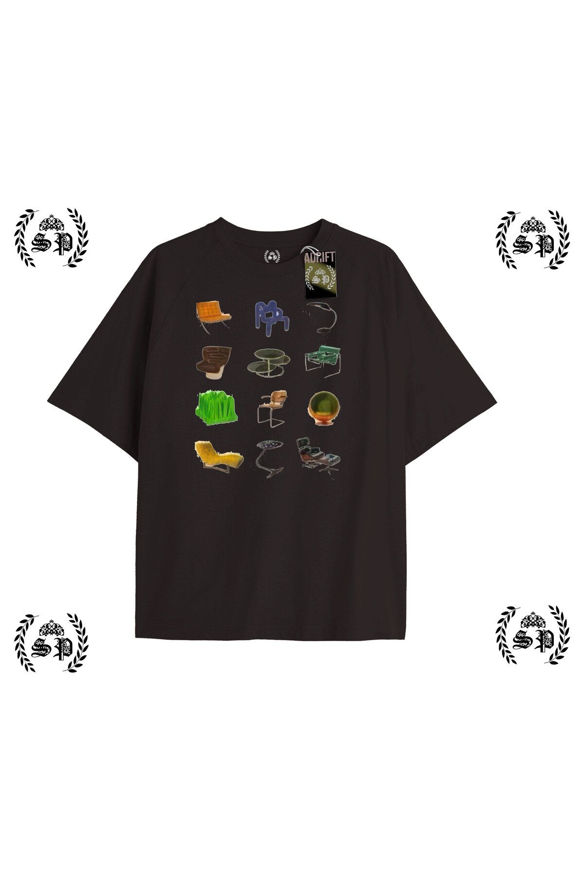 Tarzsokak Y2k Vintage Baskılı Siyah T-shirt