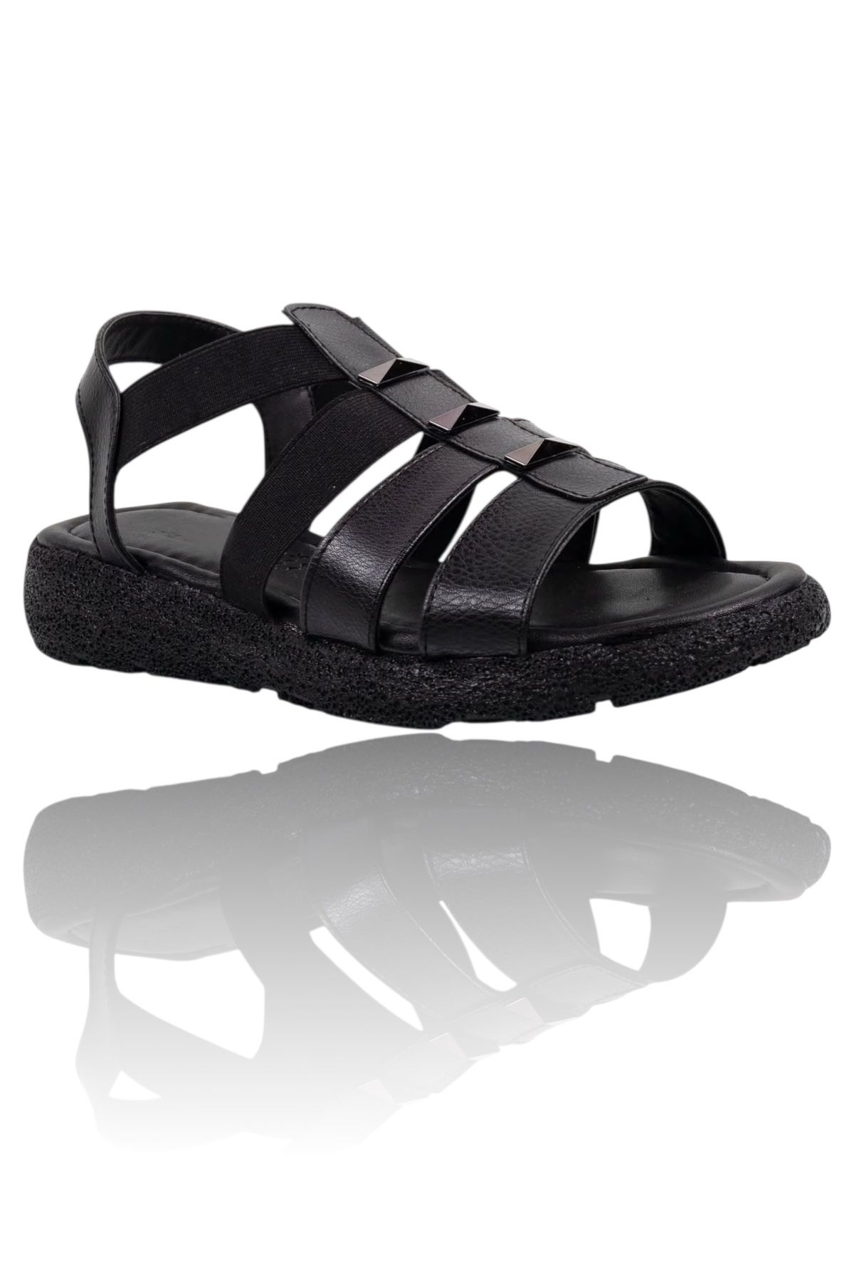 Y&D Shoes Kadın Ortopedik Günlük Sandalet – Bej & Siyah Renk Seçenekli – Rahat Lastikli Yazlık Ayakkabı