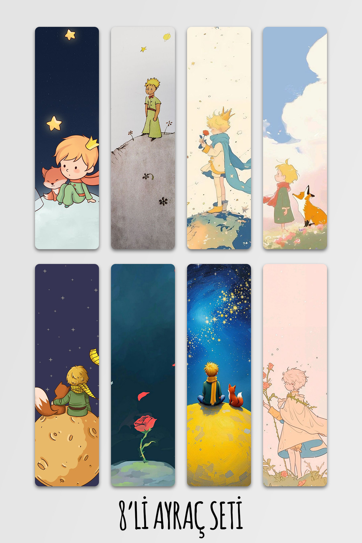 Anime Marketi Küçük Prens Temalı Ayraç Seti 8'li Kitap Ayracı Seti 14,50x5cm Boyutunda