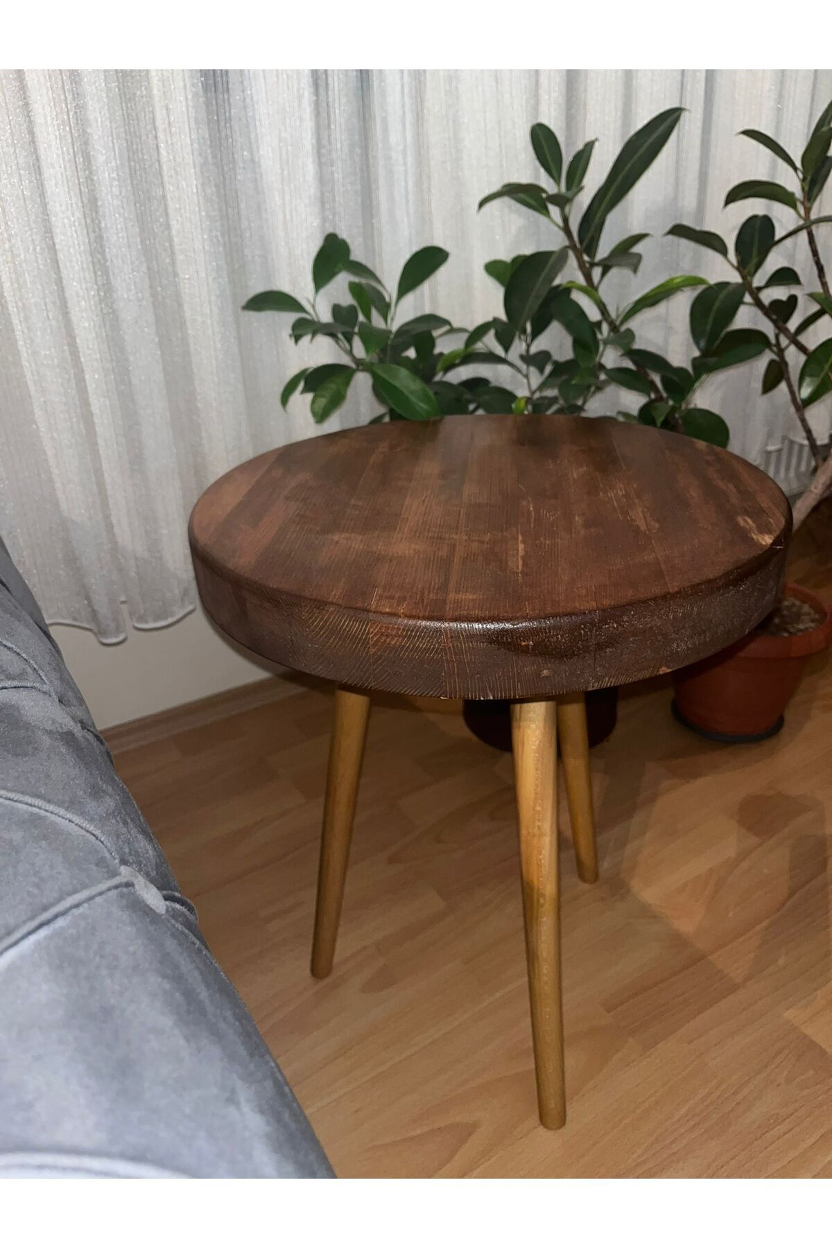 Ekübya Home No:2 Doğal Masif Ahşap Yuvarlak Kütük Tekli Sehpa