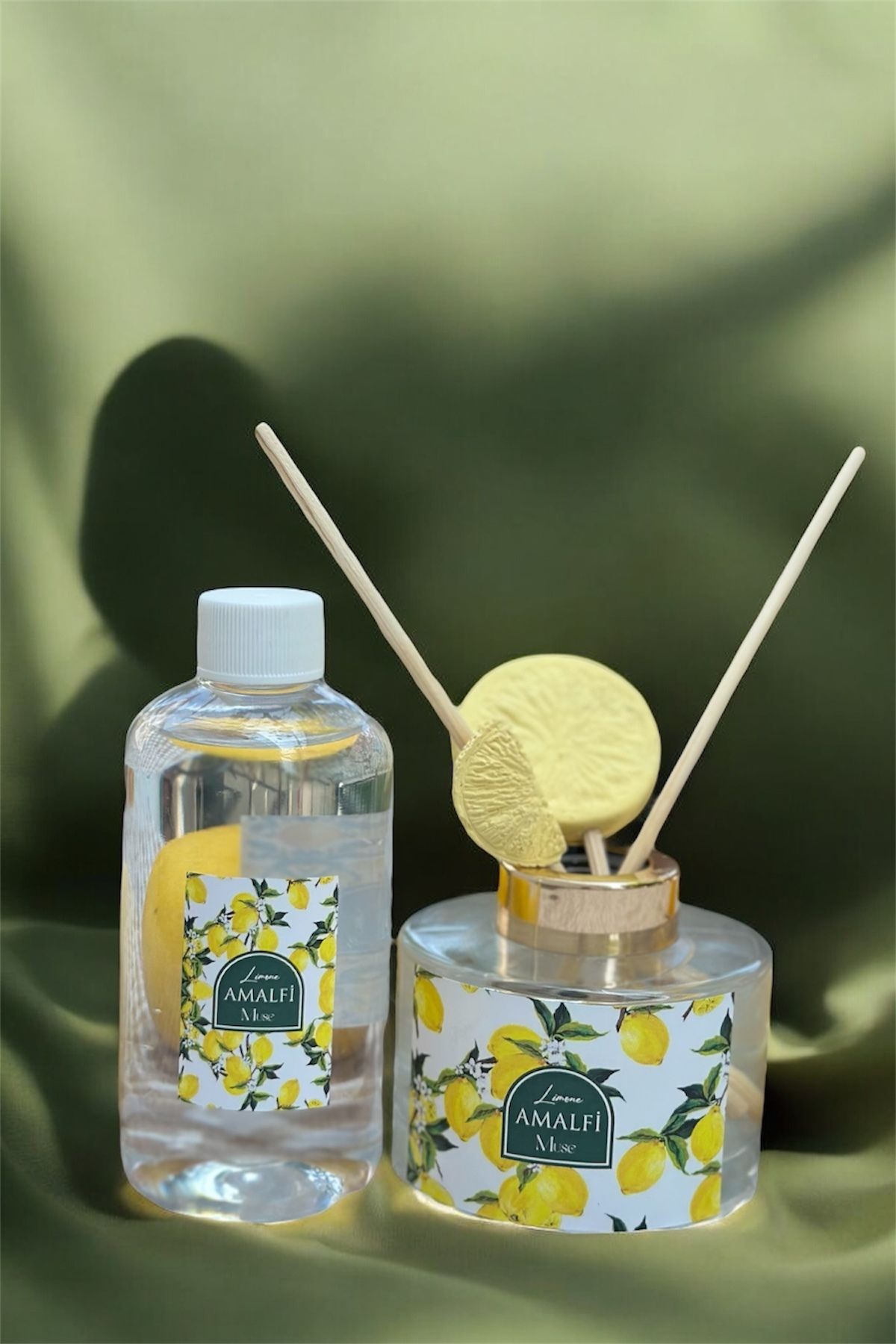 LİNECRAFT 150 ml Ve 250 ml yedek Esanslı Limon Dilimli Ferah Oda Kokusu Set
