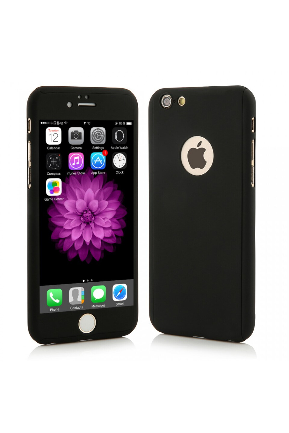OEM Carcasă Apple Iphone 5/5s/se, Neagră, Acoperire Completă La 360 De Grade Cu Folie De Protecție Din Sticlă Gratuită - One Size