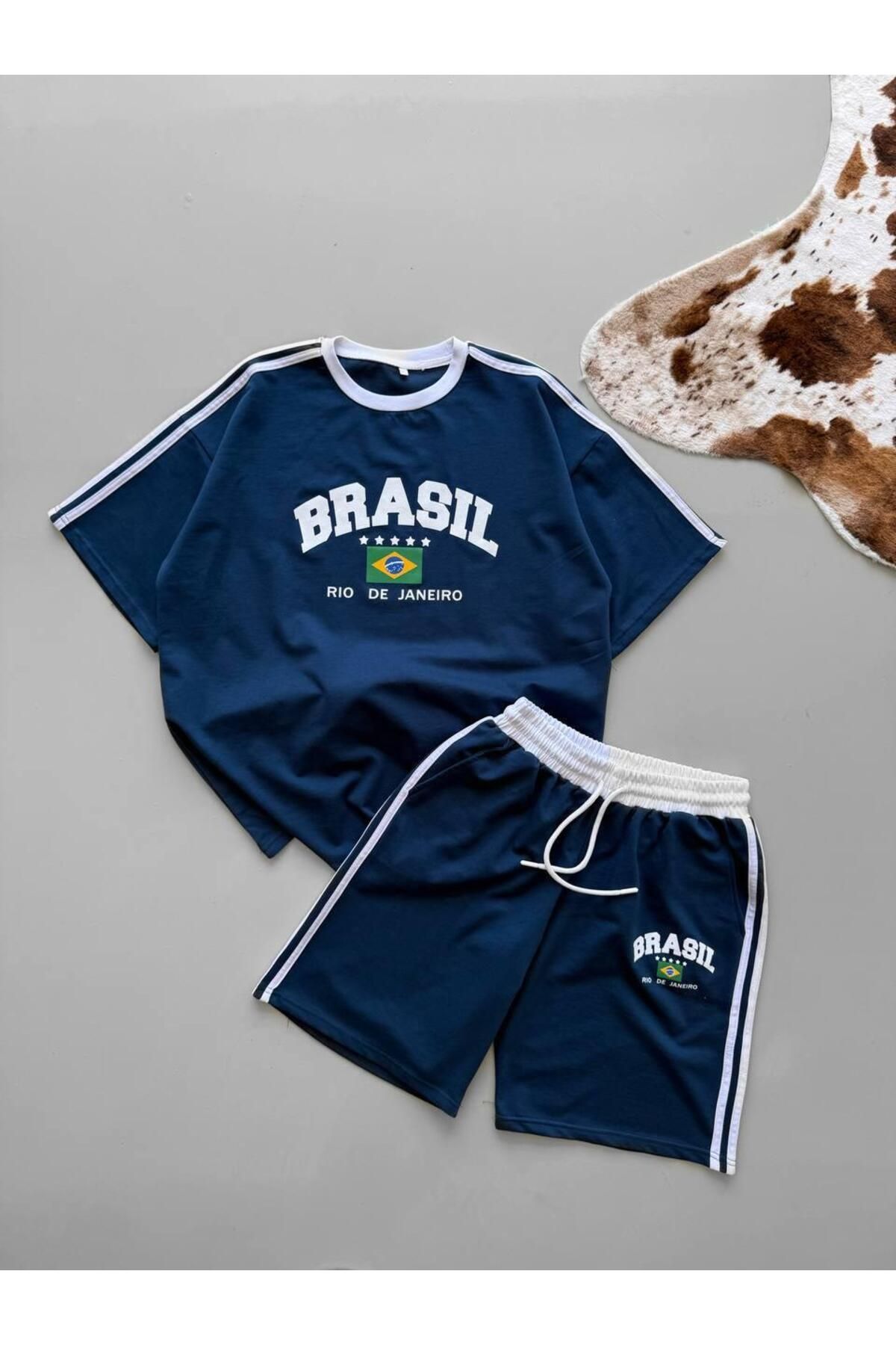 ozcelf Brasıl Şort T-Shirt Unisex Oversize Takım
