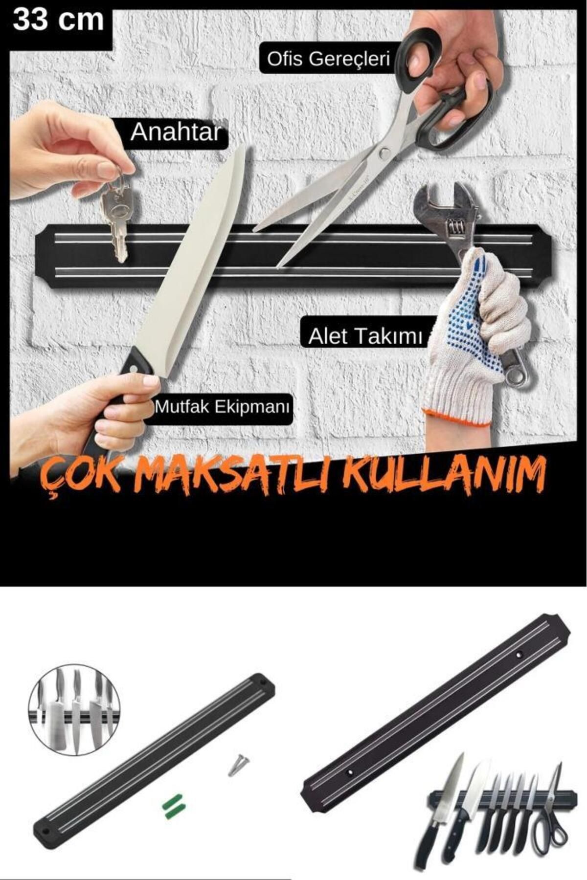 CNGZSHOP Mıknatıslı Çok Maksatlı Askı Barı 33 CM - Mıknatıslı Bıçak Askı Barı - Mıknatıslı Alet Takımı Askısı