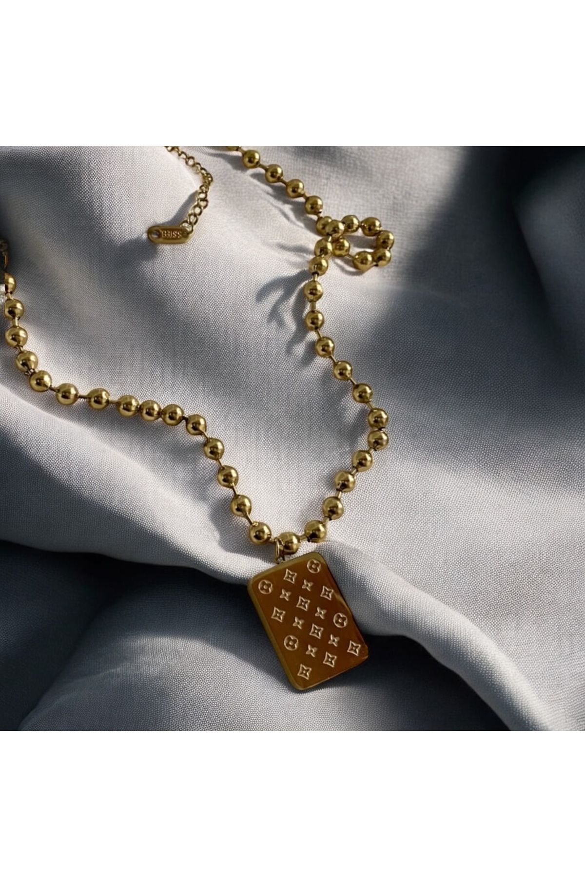 BiVivariShop Gold Çelik Top Zincir Kolye - Logolu Model