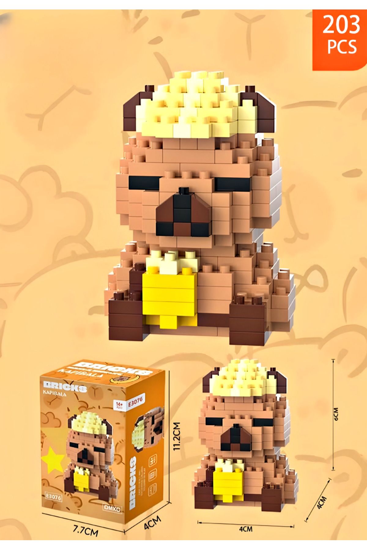 DEK-Capybara Bricks Building Toy Set 203 Pieces – Mini Figure Model Capybara with Banana Hat 1