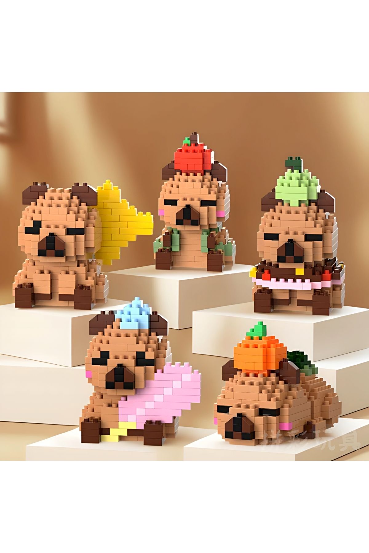 DEK-Capybara Bricks Building Toy Set 194 Pieces – Mini Figure Capybara Carrying a Star on Its Back 3