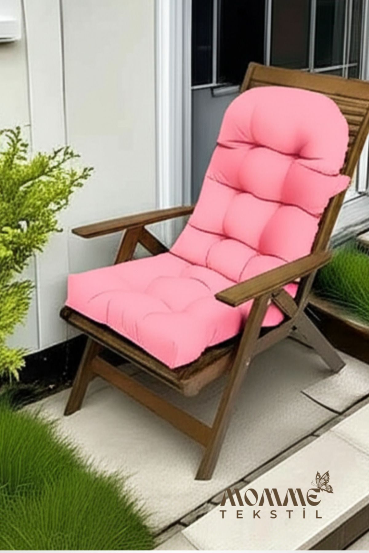 MoMMe Sandalye Minder Bambu Sandalye Minderi PEMBE