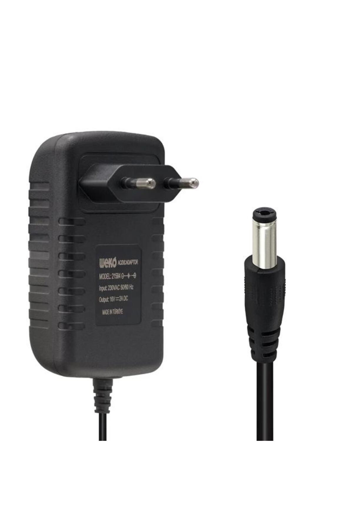 WEKO 16 Volt - 2 Amper 5.5*2.5 Uçlu Yerli Üretim Power Jacklı Santral Adaptörü