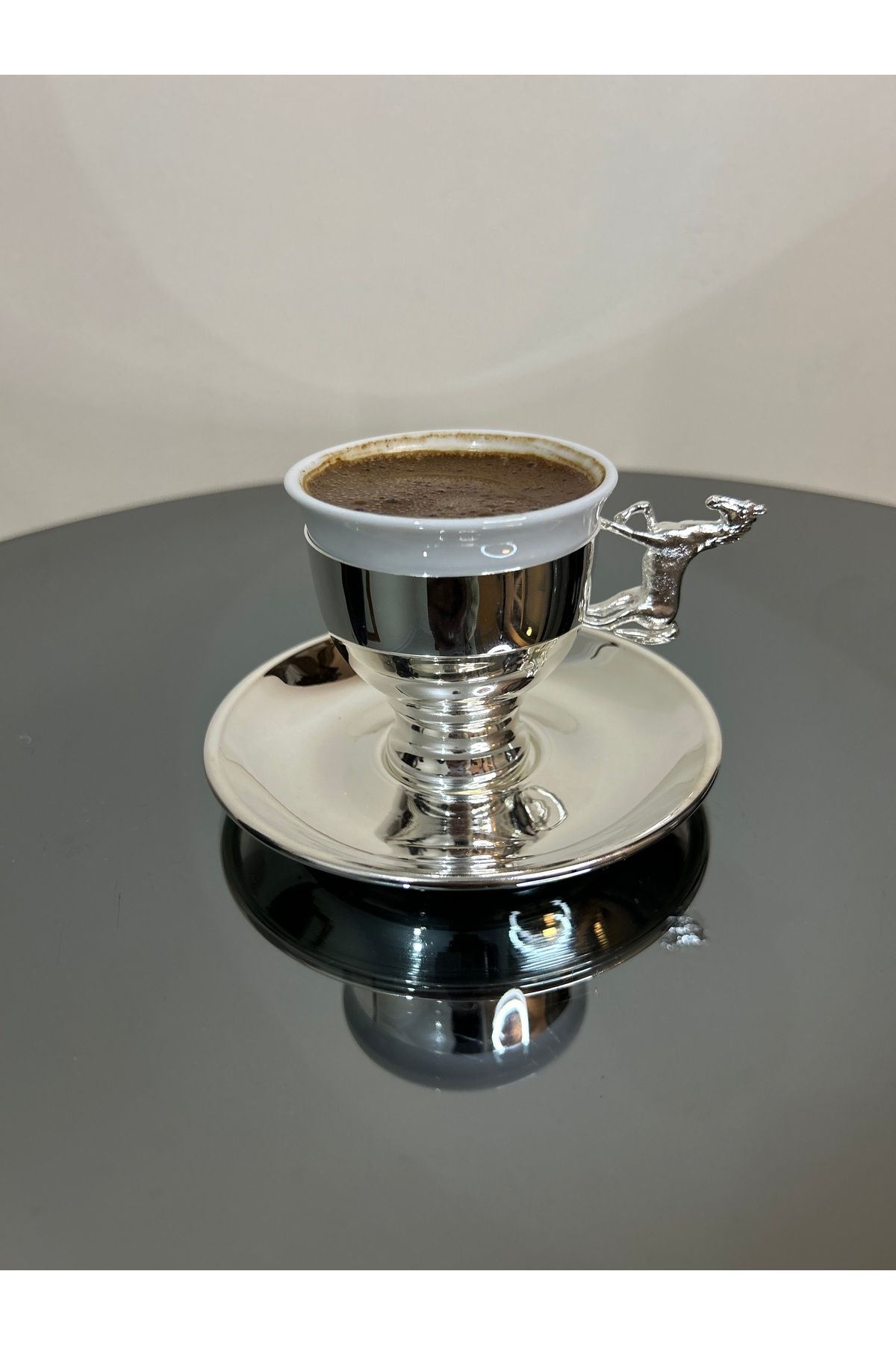 vanilya accessory Pirinç-Gümüş micron kaplama atlı fincan adet