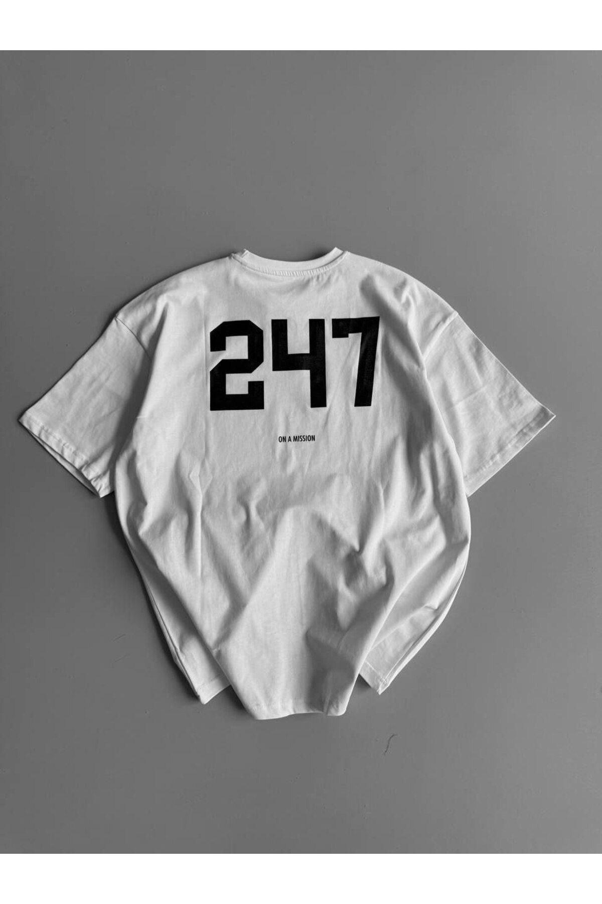 AURA Baskılı Oversize Bisiklet Yaka Unisex T-Shirt
