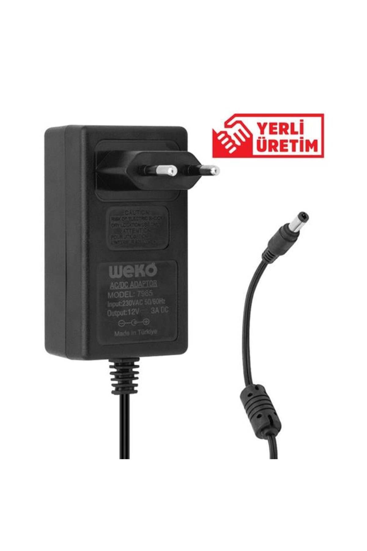 WEKO 12 Volt - 3 Amper - 36 Watt 5.5*2.5 Uçlu Plastik Kasa Priz Tip Adaptör