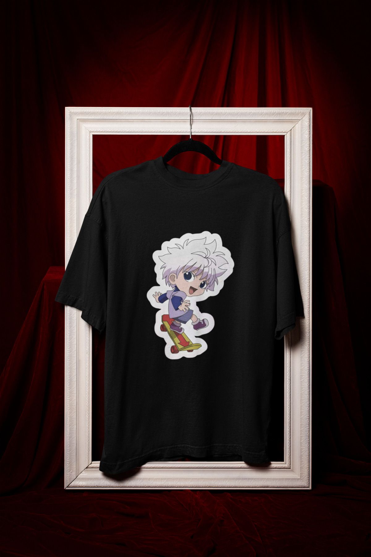 MAGORS PATENLI ANIME BASKILI BİSİKLET YAKA PAMUKLU OVERSIZE KALIP KISA KOLLU KADIN TSHIRT