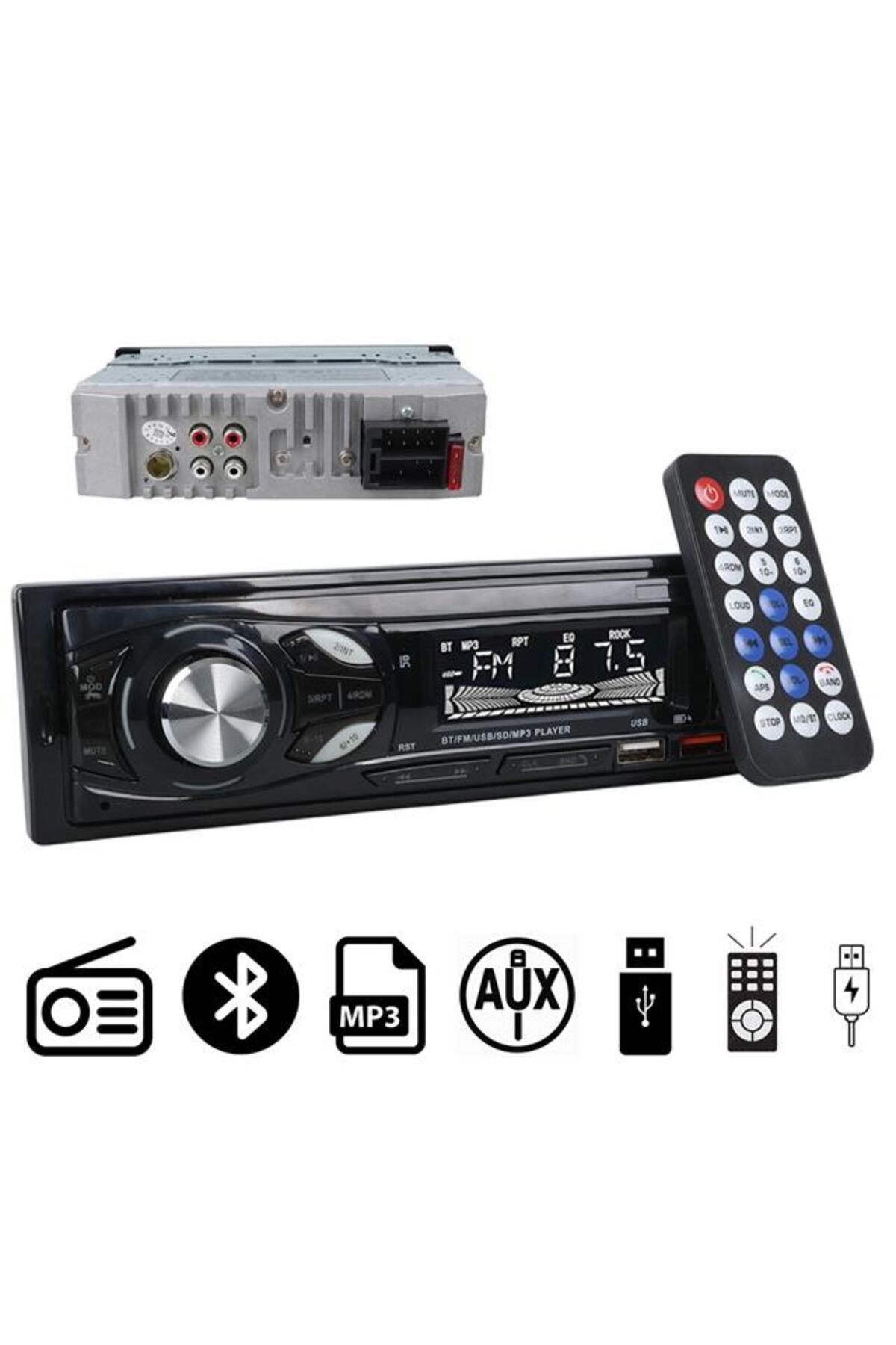 feifei Carstar Cs-107 Çift Usb/Sd/Fm/Aux/Bluetooth Kumandalı Oto Teyp 4X60 Watt