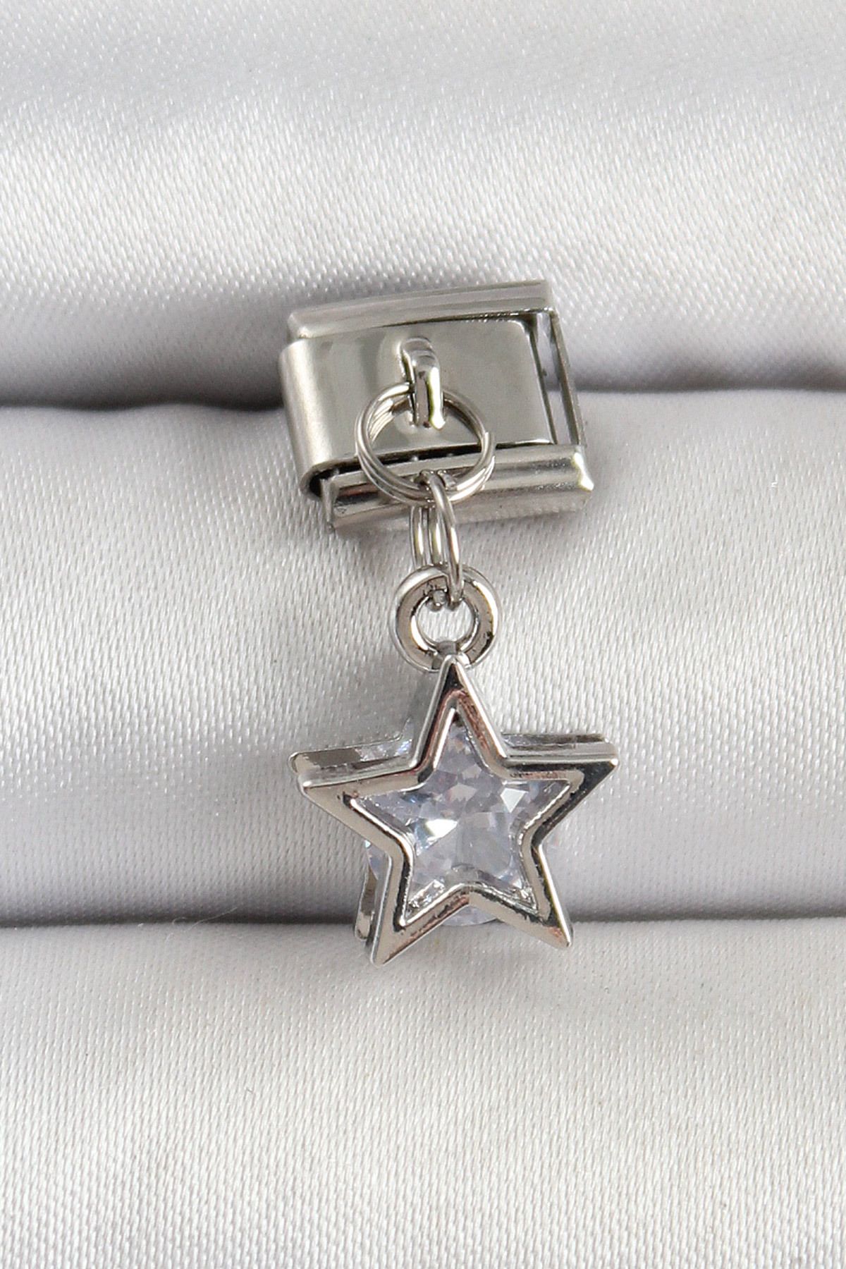 Angel Of Life 316L Çelik Gümüş Renk Zirkon Taşlı Yıldız Model Nomination Charm