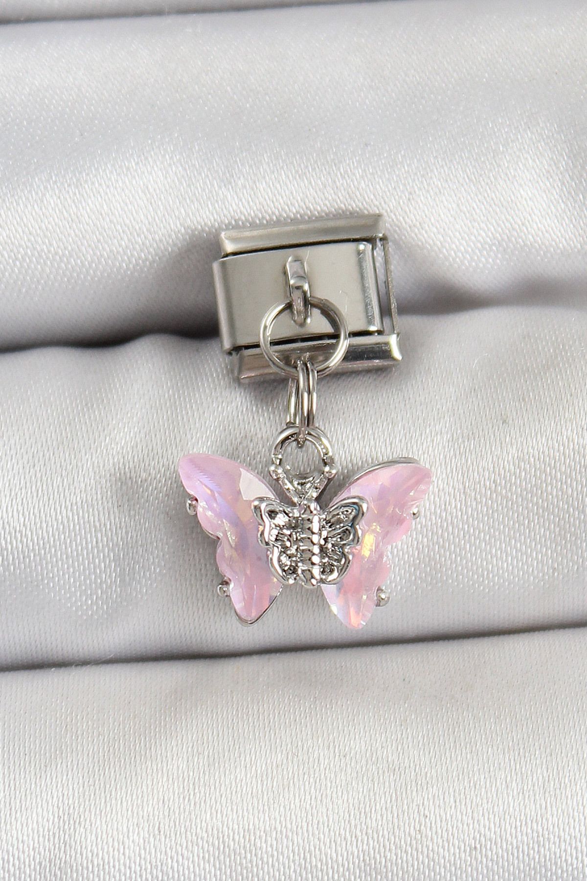 Angel Of Life 316L Çelik Sallantılı Zirkon Taşlı Kelebek Model Gümüş Renk Nomination Charm - TJ-BC1478
