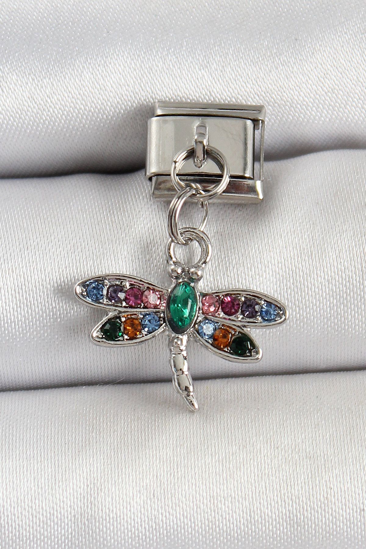Angel Of Life 316L Çelik Sallantılı Renkli Zirkon Taşlı Yusufcuk Model Gümüş Renk Nomination Charm - TJ-BC1475