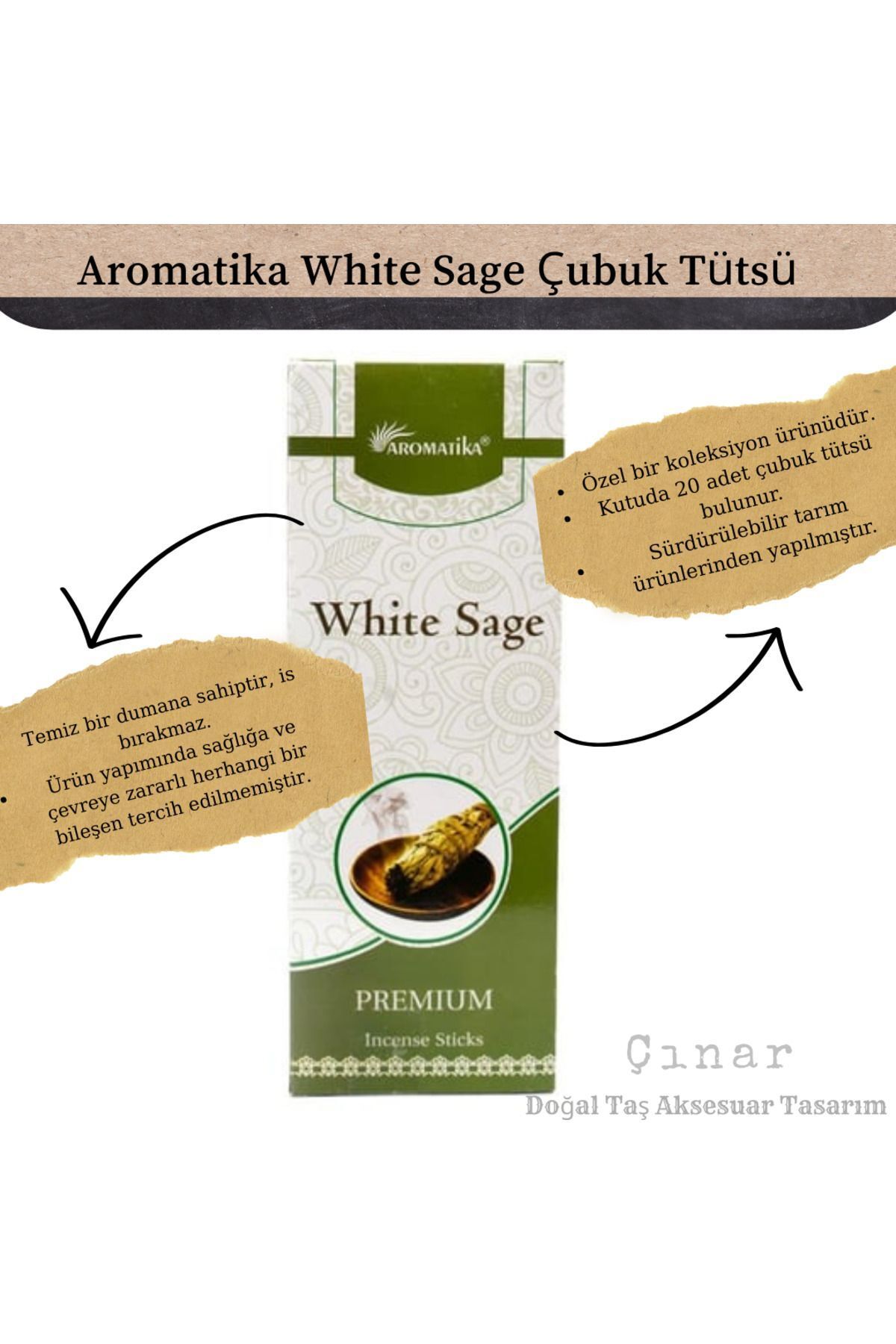 SerenityHaven White Sage Çubuk Tütsü Aromatika -2
