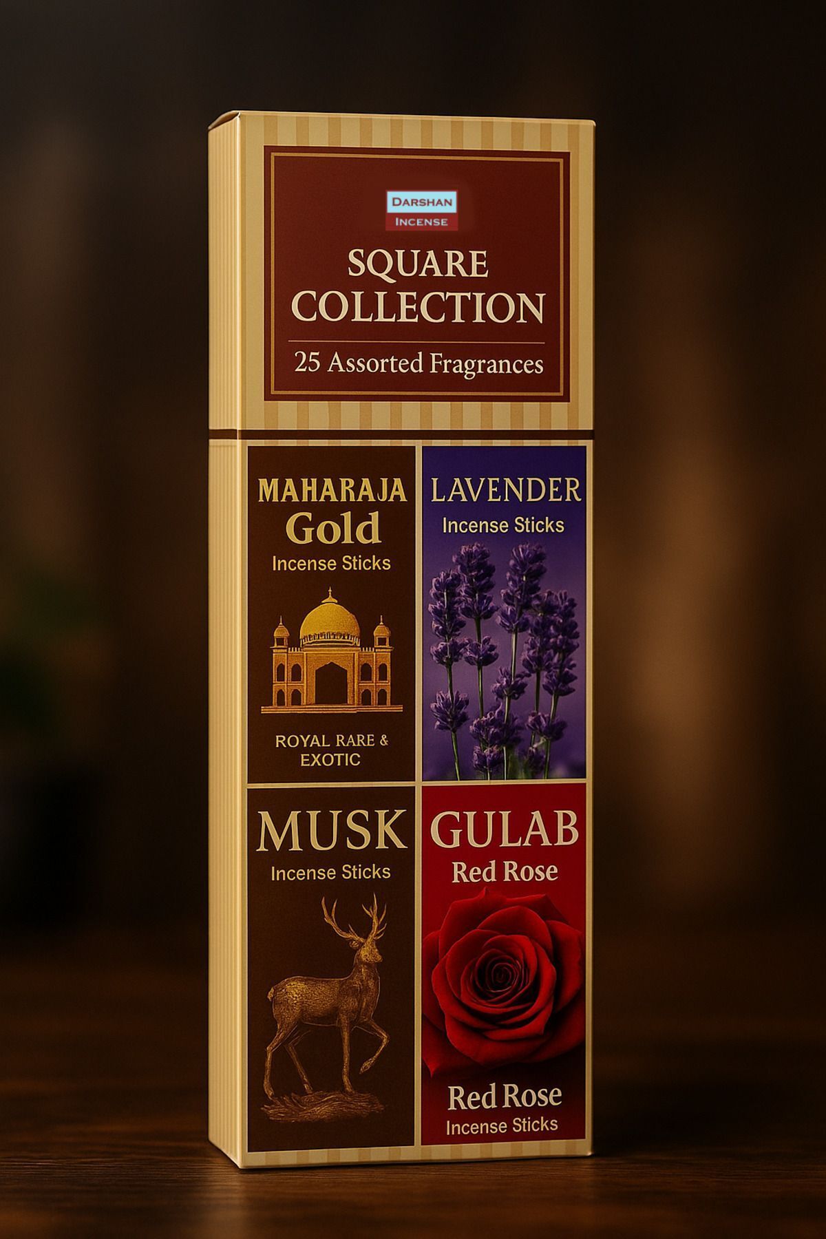 SerenityHaven Square Collection 150’li Çubuk Tütsü Seti | 24 Farklı Aroma | Orijinal Hint Tütsüsü | Darshan
