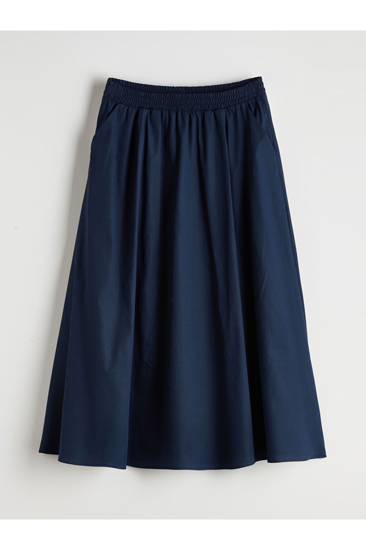 LC Waikiki Lacivert Beli Lastikli Poplin Etek