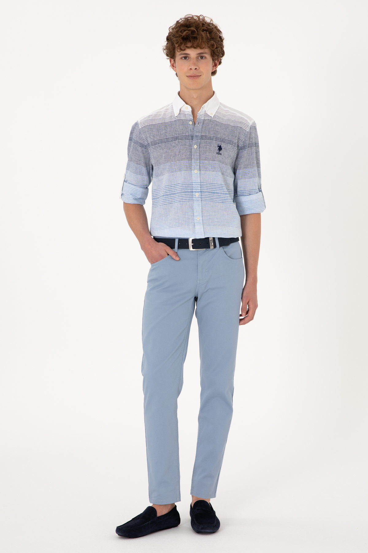 یو اس پولو شلوار مردانه اسلیم فیت آبی بوم 50299193-VR036