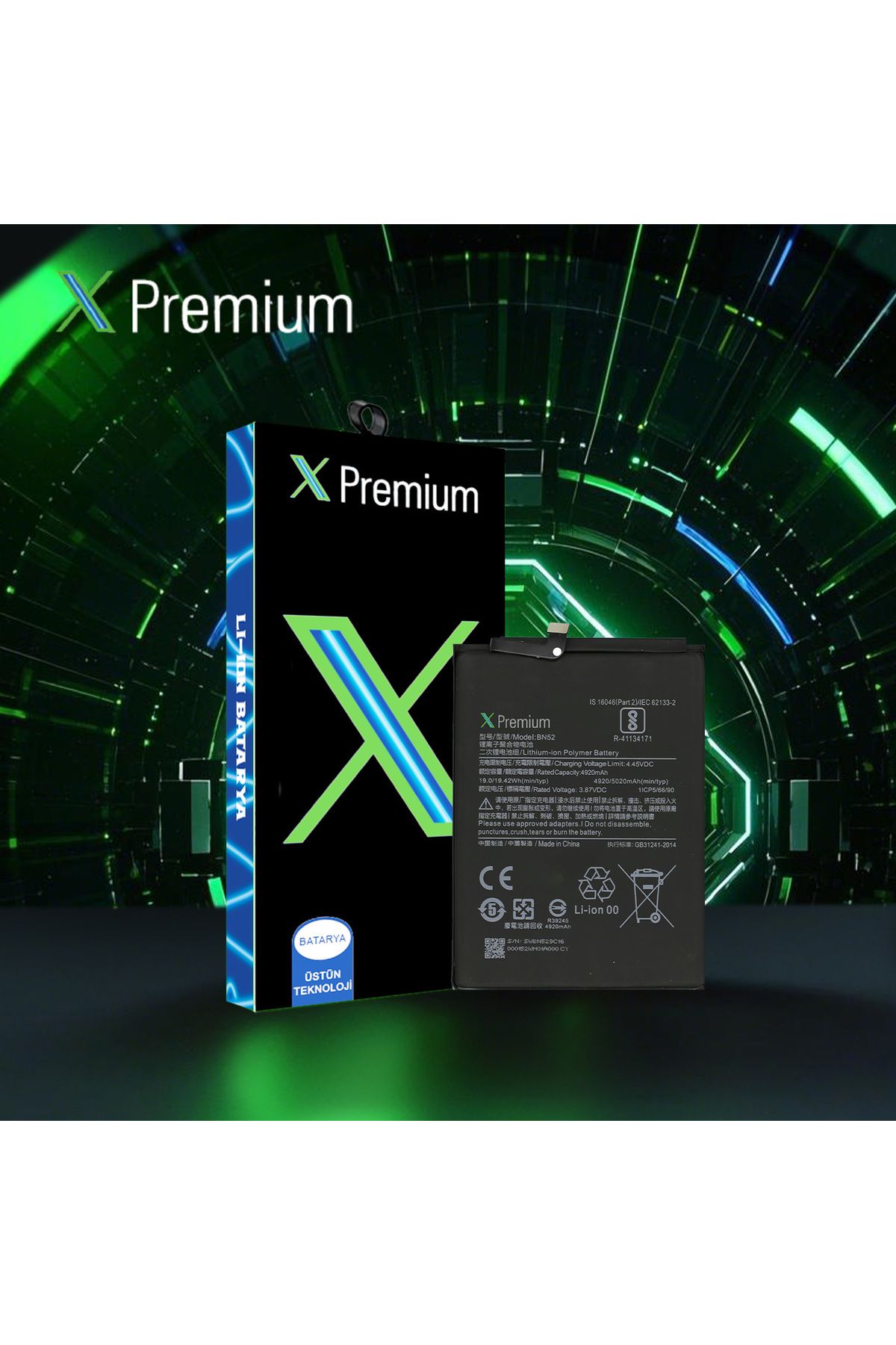 X PREMİUM X Premium Xiaomi Redmi Note 9 Pro BN52 Batarya Pil 5020 mAh