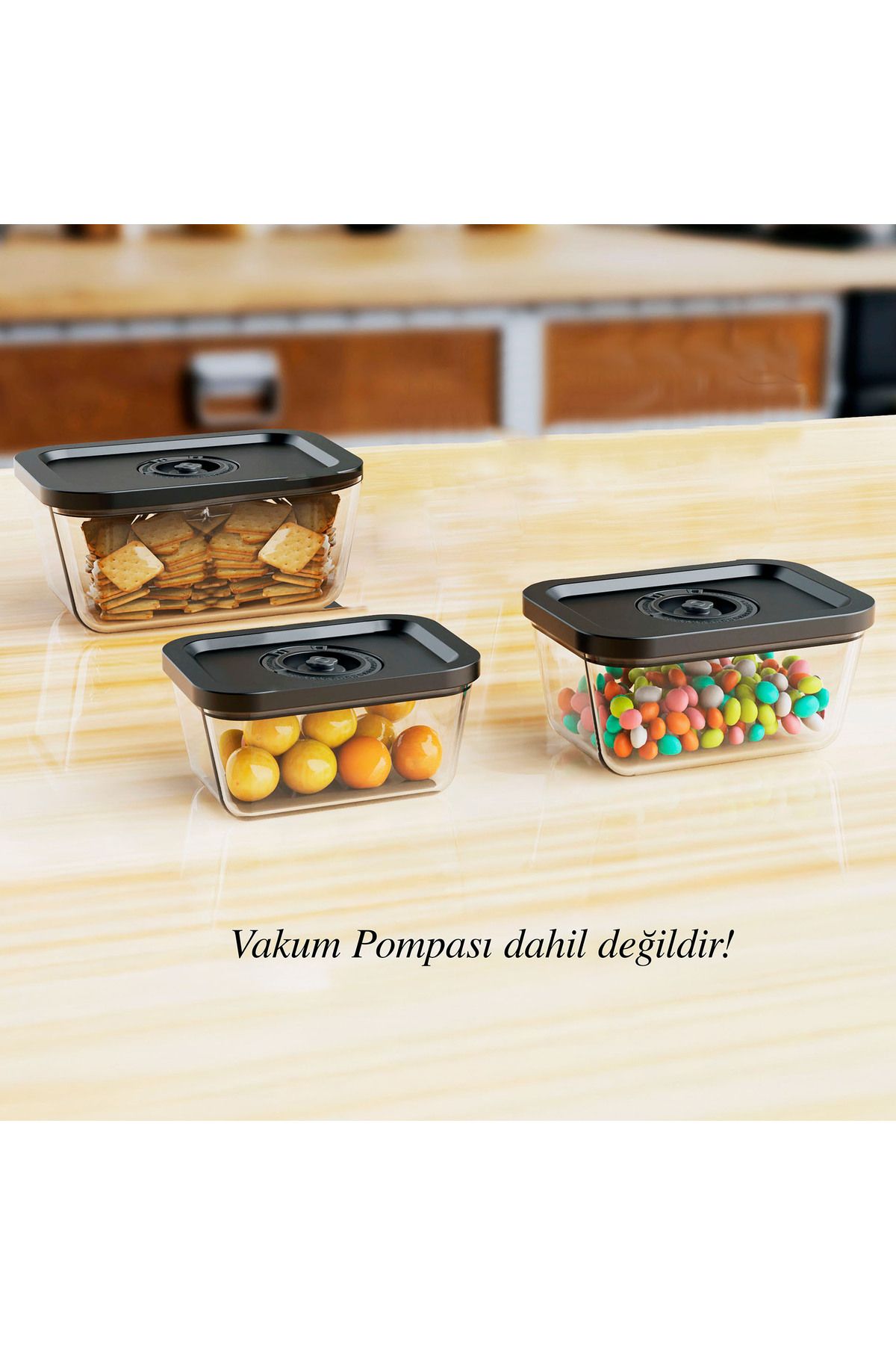 Bigatti Cam Vakumlu 6 Parça Saklama Kabı Seti (Vakum Cihazı Dahil Değildir)