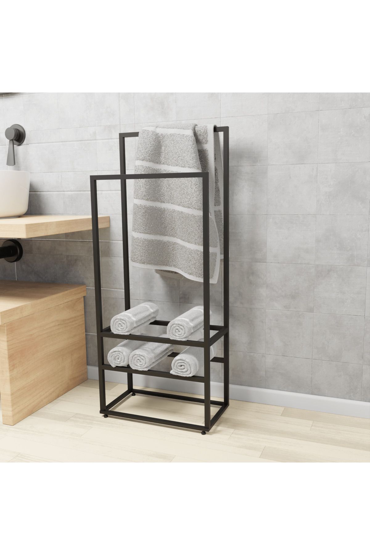 lyla concept Manolya Extra 2 Katlı Metal Havluluk – Modern ve Şık Banyo Rafı