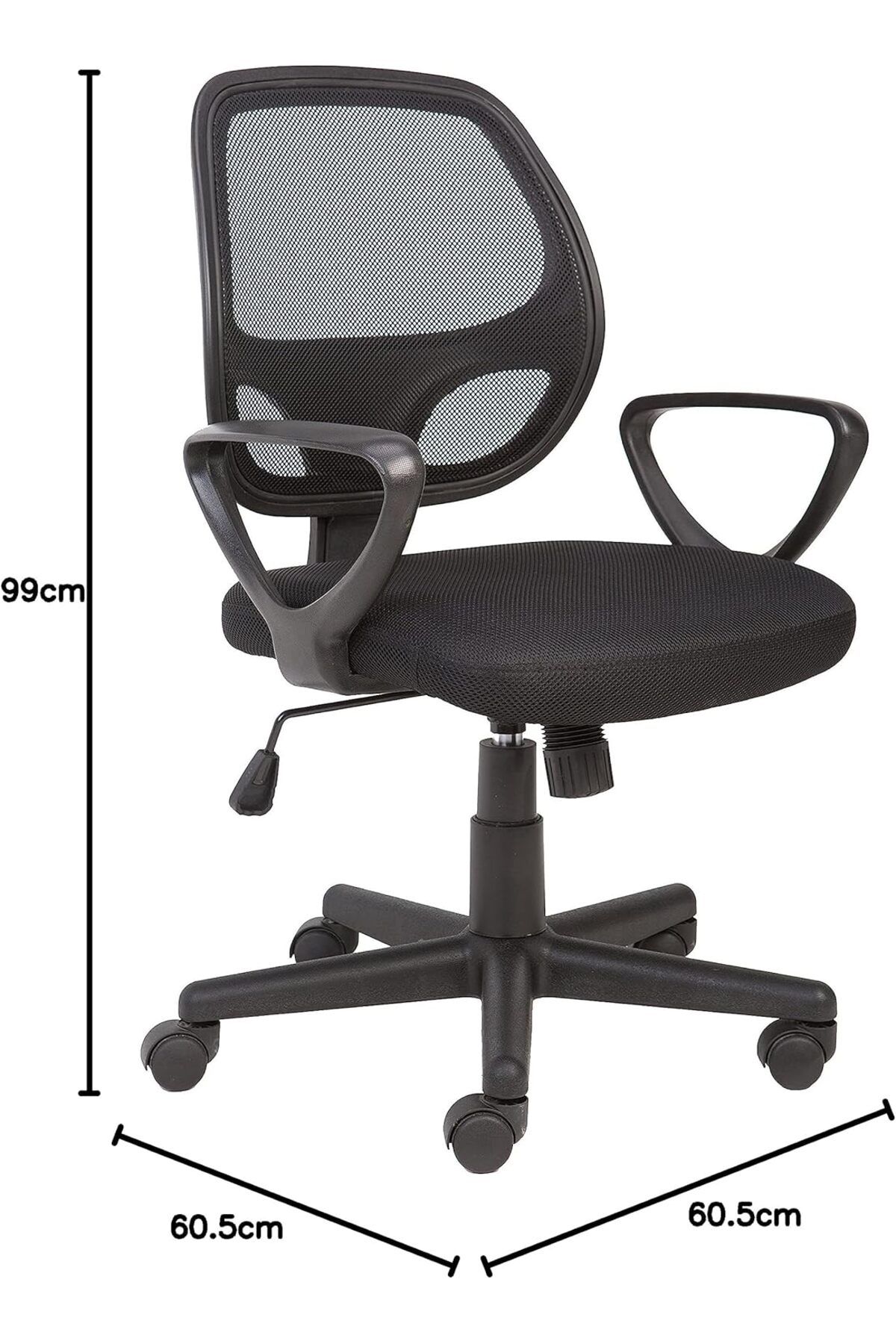 COOYA-Office Computer Chair Seat,Height Adjustable 360° Swivel,with Armrests,Upholstered Mesh,Low-Back 4