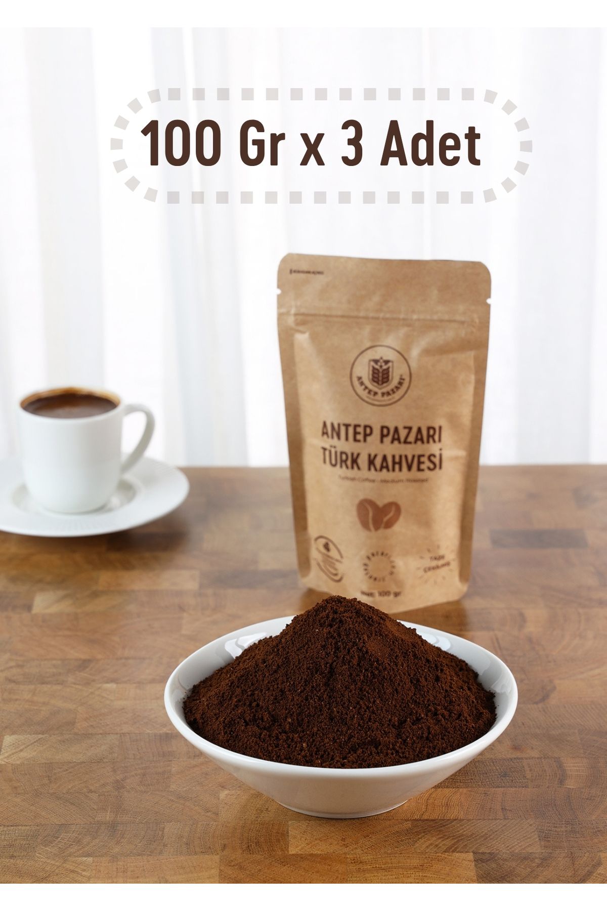 Antep Pazarı Antep Pazarı Türk kahvesi-Orta Kavrulmuş-100 gr x 3 adet