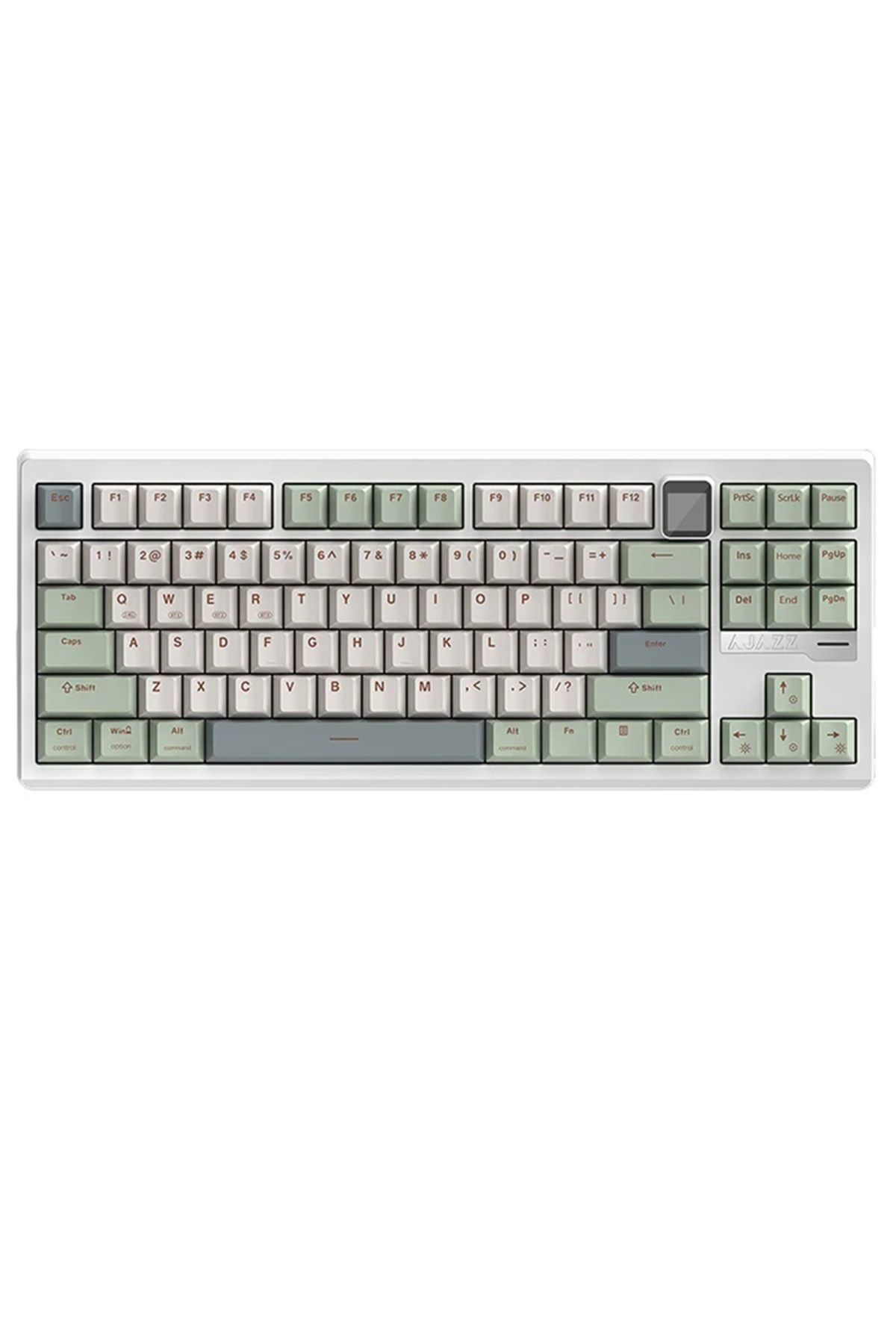 Coverzone Ajazz QS87 Max Alüminyum Alaşımlı TFT Ekranlı Custom Mekanik Klavye Yeşil Beyaz