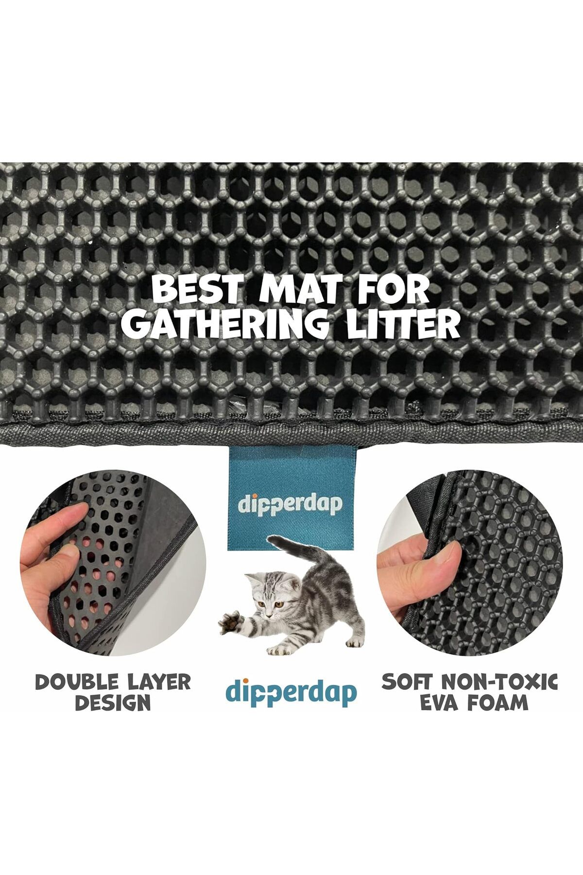 fulina-Cat Litter Trapping Mat,with Hidden Handle,Upgraded Anti-Slip Back Layer,Scatter Control WaterProof 3