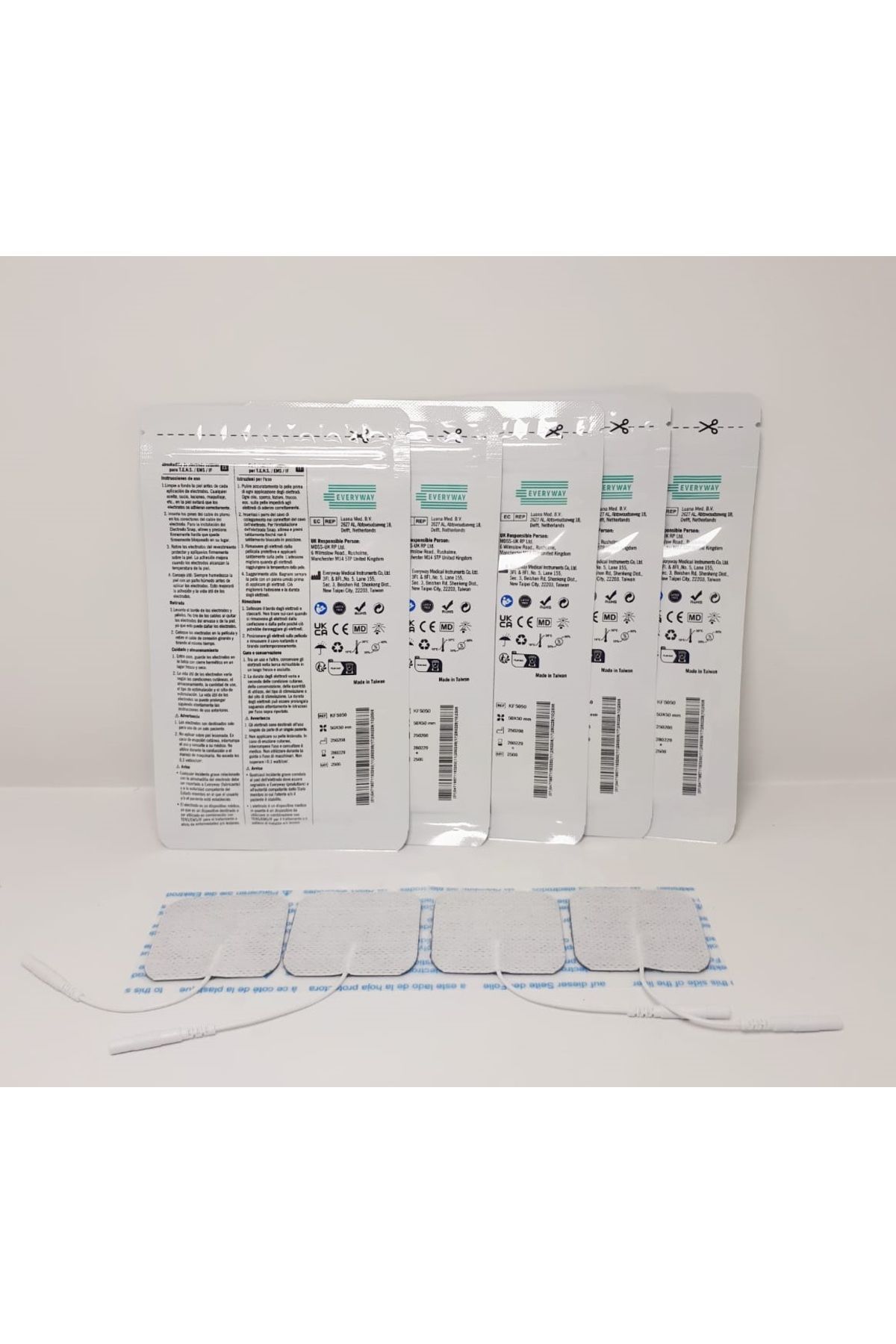 Everyway Tens Elektrod Pedi 5x5 cm Kablolu 4lü Paket 5 Adet