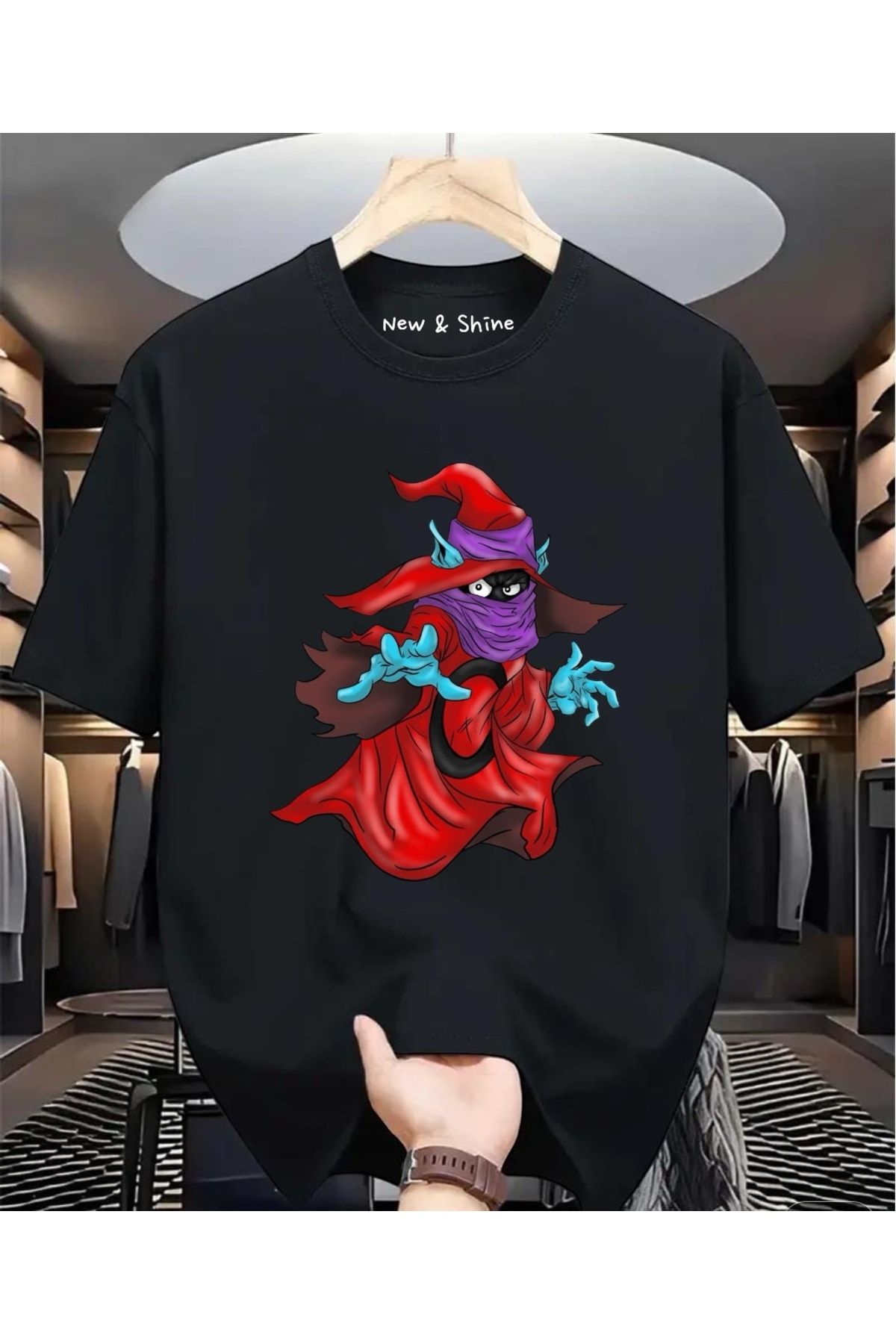 New Shine Kanvas Büyücü Baskılı Oversize T-Shirt