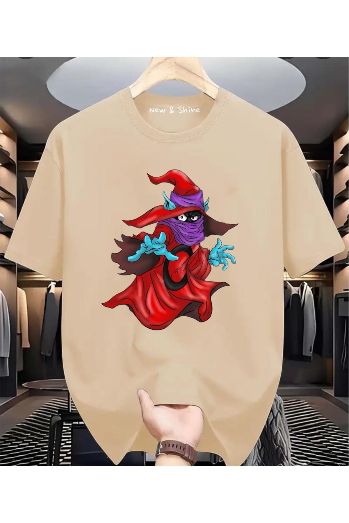 New Shine Kanvas Büyücü Baskılı Oversize T-Shirt